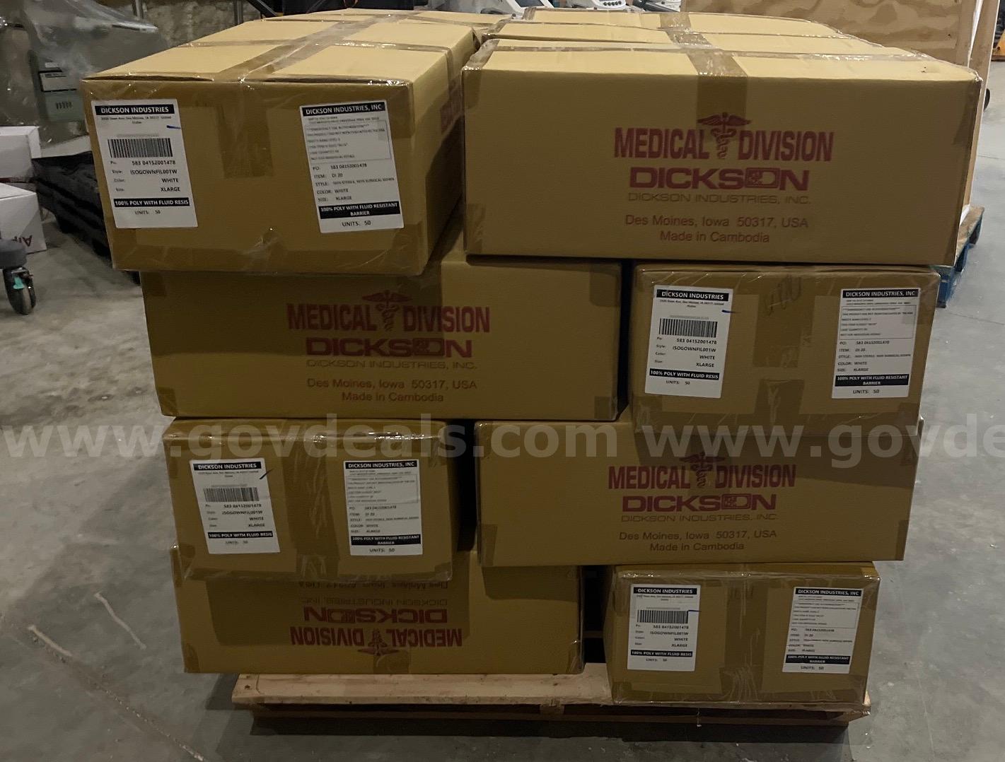 5 Pallets of Reusable Gowns 20 boxes per pallet size M   Government Surplus Auction - Primary Photo