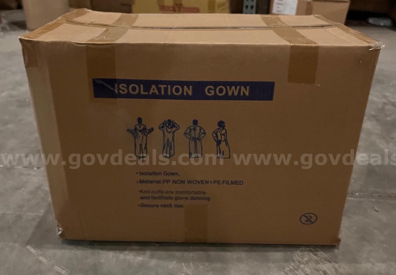 5 Pallets of Disposable Gowns Knit Cuffs and Secure Neck ties 18 per pallet Size XL   Government Surplus Auction - Photo #2