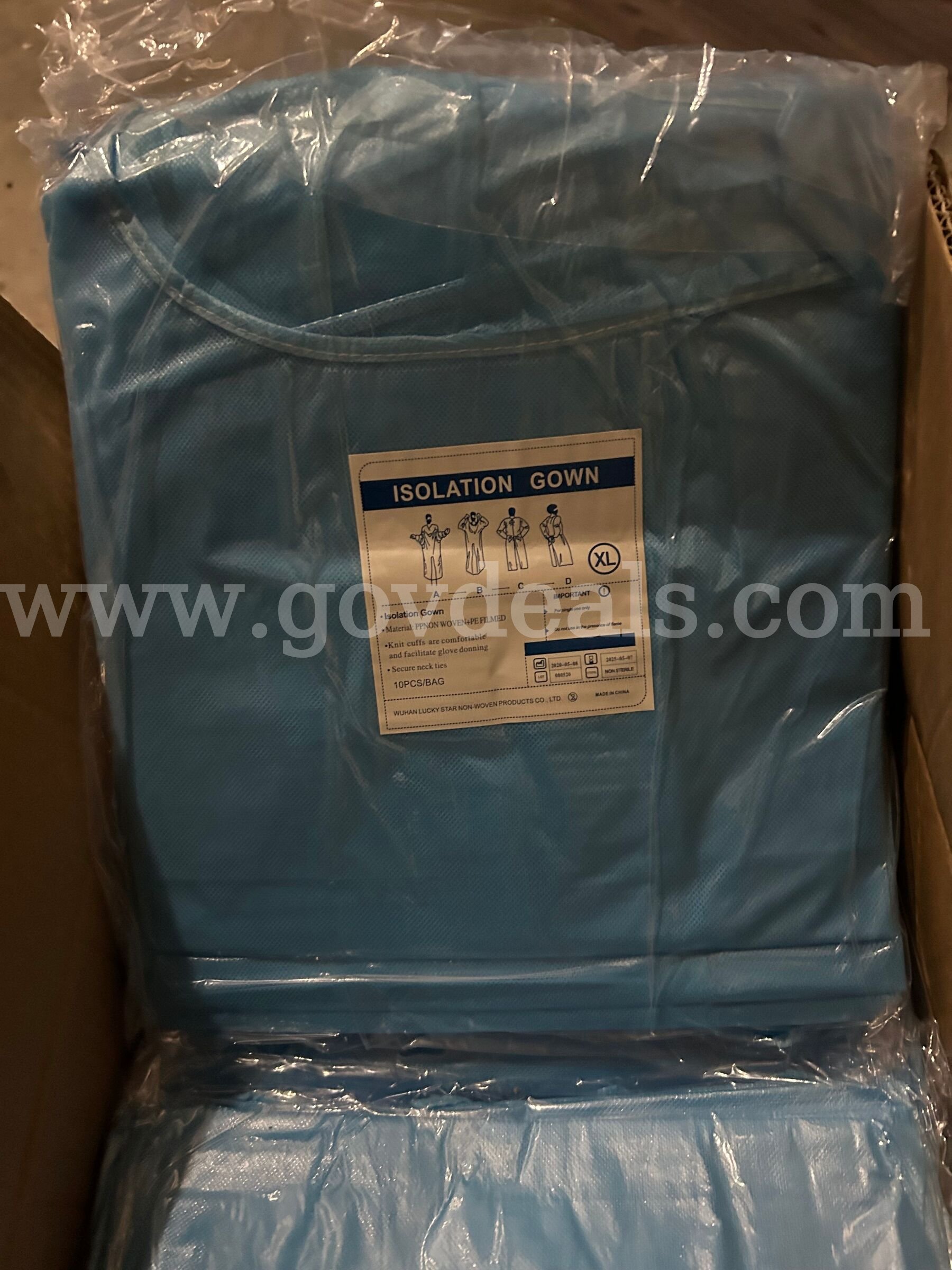 5 Pallets of Disposable Gowns Knit Cuffs and Secure Neck ties 18 per pallet Size XL   Government Surplus Auction - Photo #4