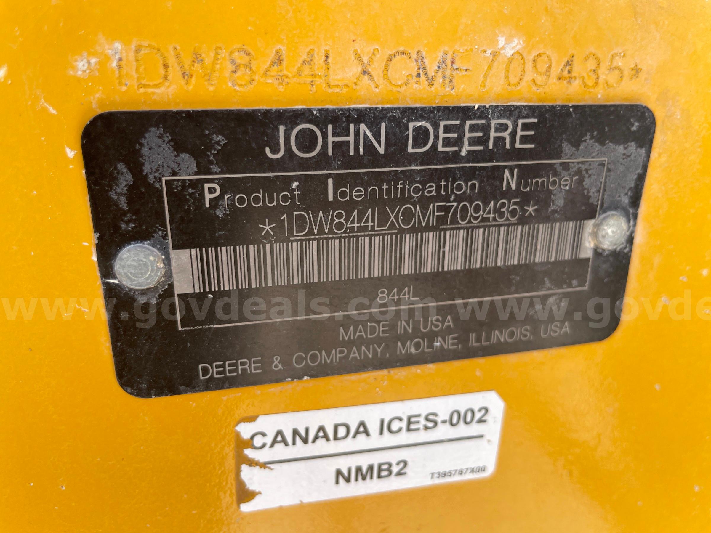 2021 John Deere 844L 4WD Articulated Wheel Loader John Deere 844L Government Surplus Auction - Photo #6
