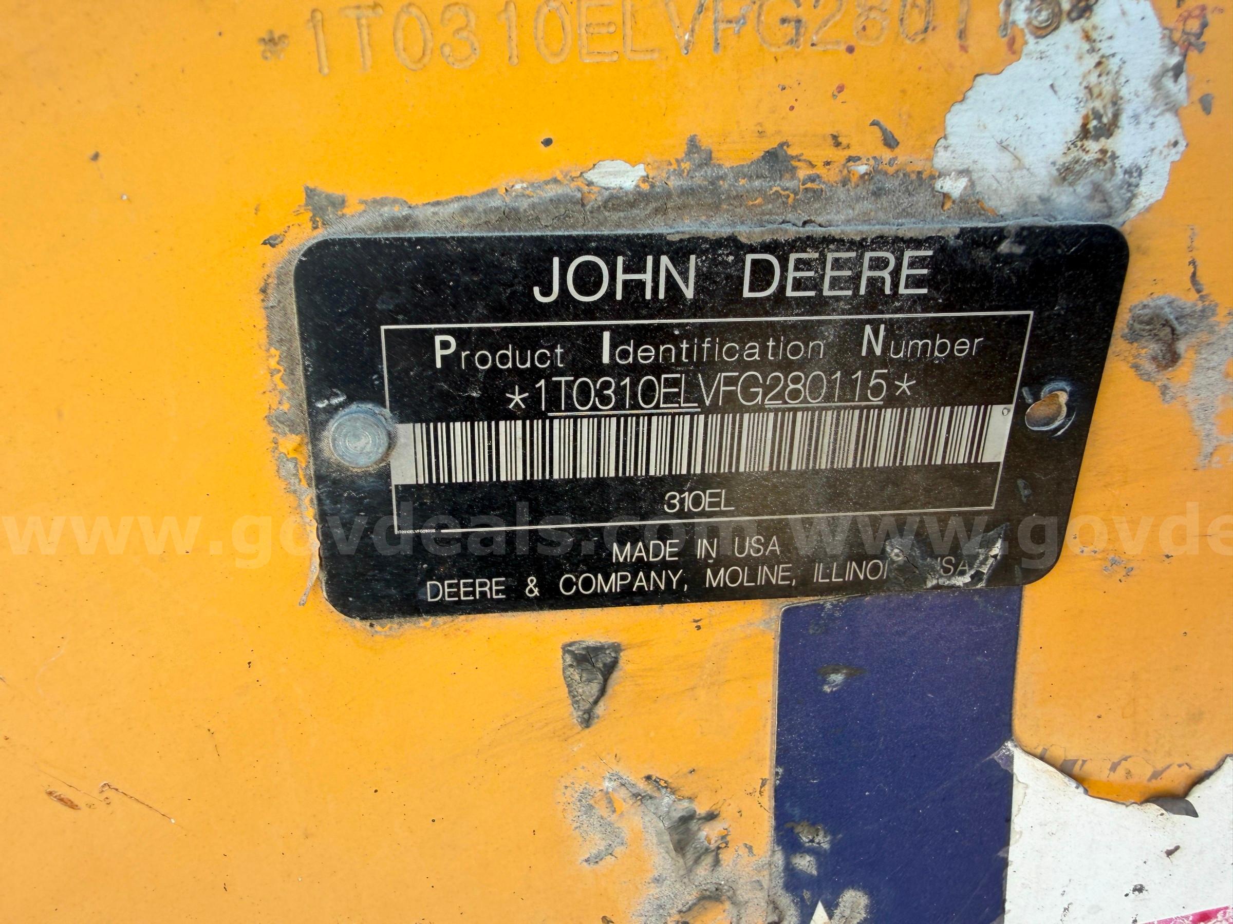 2014 John Deere 310L EP Backhoe John Deere 310L Government Surplus Auction - Photo #6