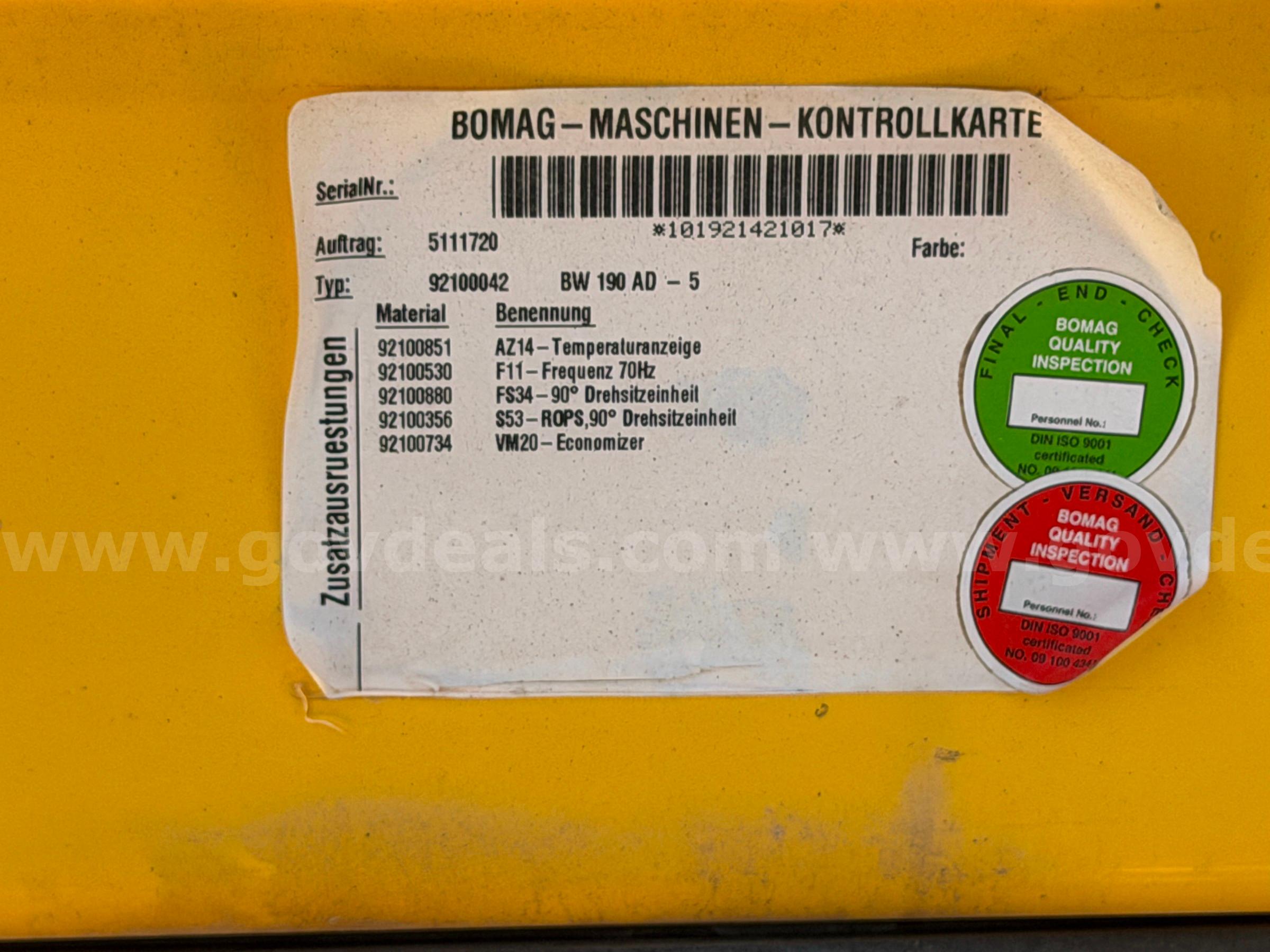 2015 Bomag BW190AD Double Drum Roller Bomag BW190AD Government Surplus Auction - Photo #6