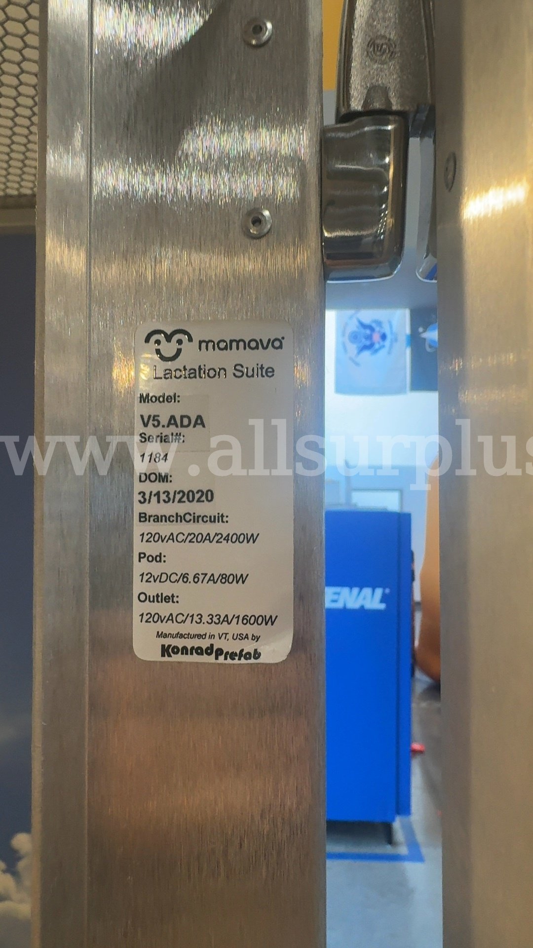 1 Ea. Mamava V5 ADA Lactation Suite Pod Mamava V5 ADA Government Surplus Auction - Photo #4