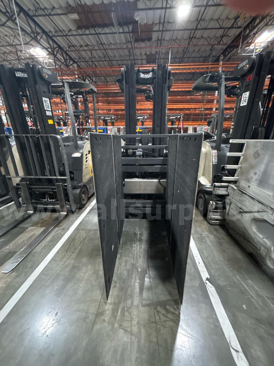 Crown RC 5500 Series Stand-Up Electric Forklift with Carton Clamp Crown 5500 Government Surplus Auction - Photo #4