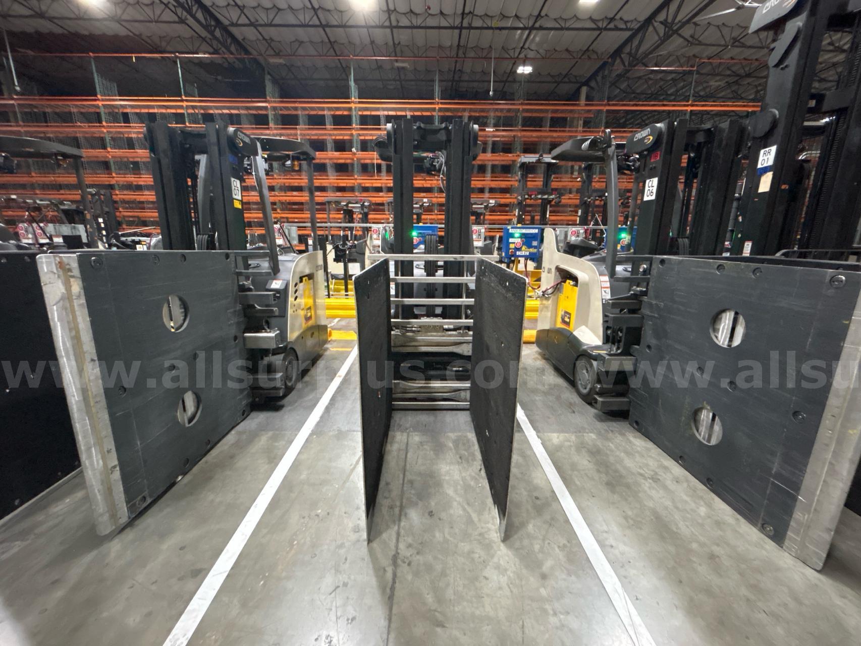 Crown RC 5500 Series Stand-Up Electric Forklift with Carton Clamp Crown 5500 Government Surplus Auction - Photo #3