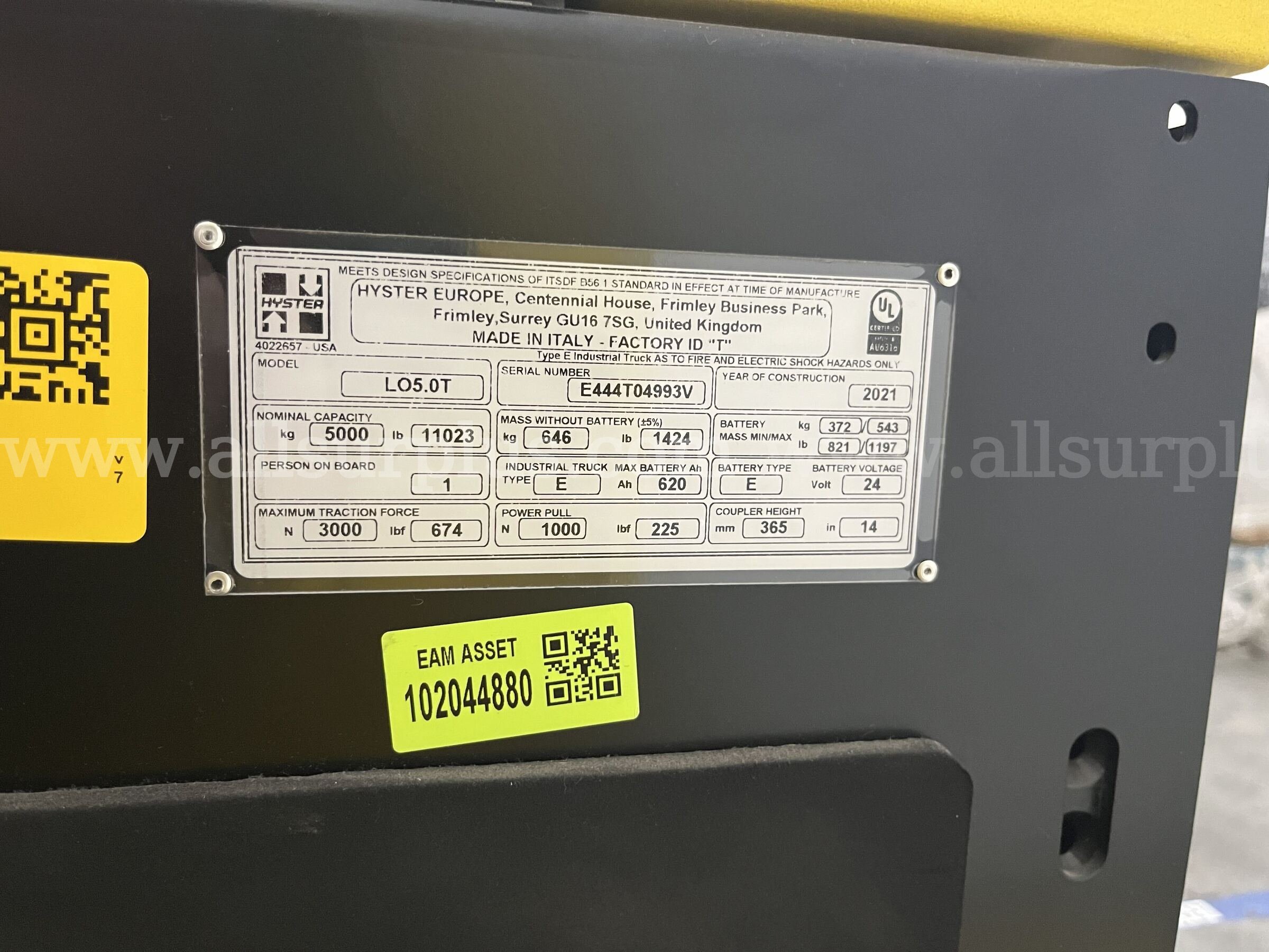 2021 Hyster LO5.0T Electric Ride-On Tow Tractor Hyster LO5.0T Government Surplus Auction - Photo #5