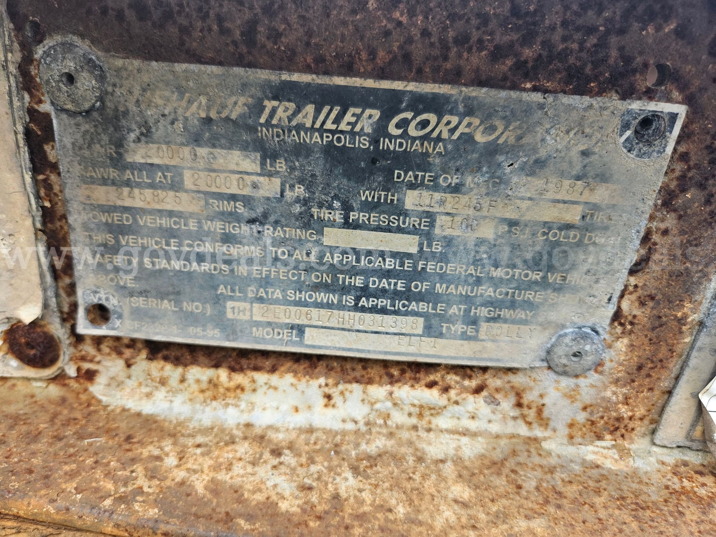 Single Axle Trailer Dollies Fruehauf  Government Surplus Auction - Photo #4