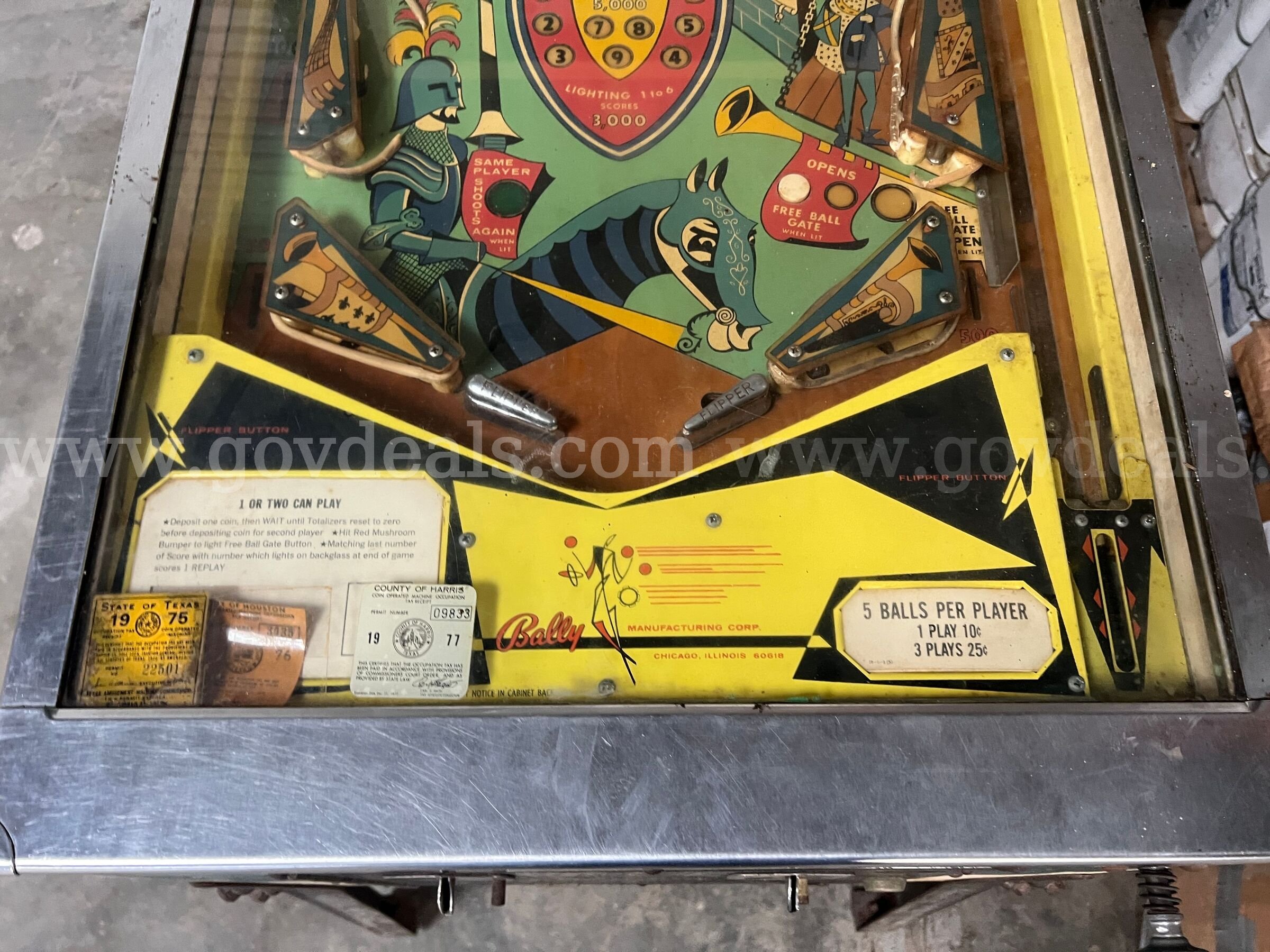 1969 Bally Joust Pinball Machine Bally Joust Government Surplus Auction - Photo #5