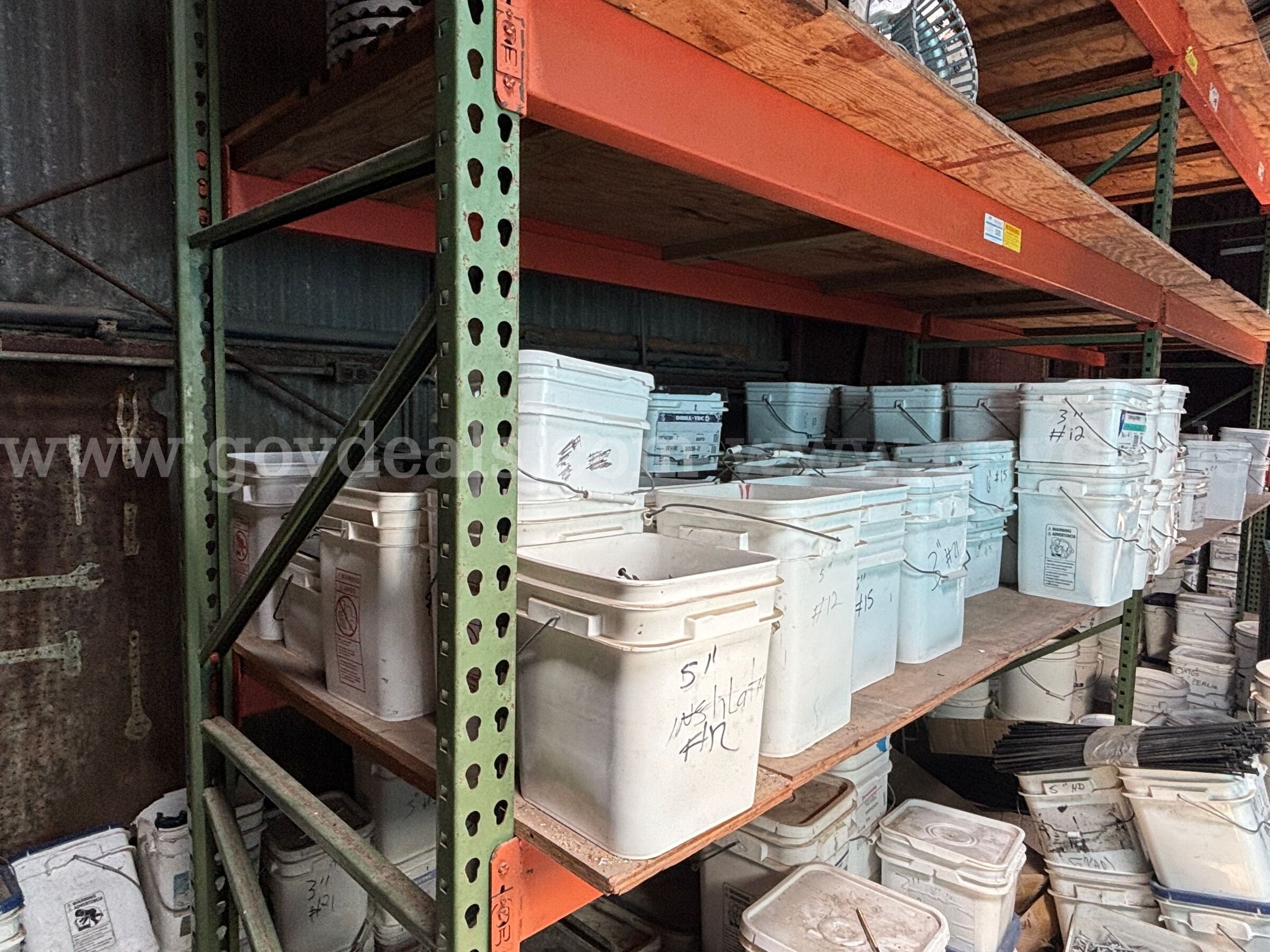 Approx 52 buckets of 3" to 7" unused roofing fasteners   Government Surplus Auction - Photo #3