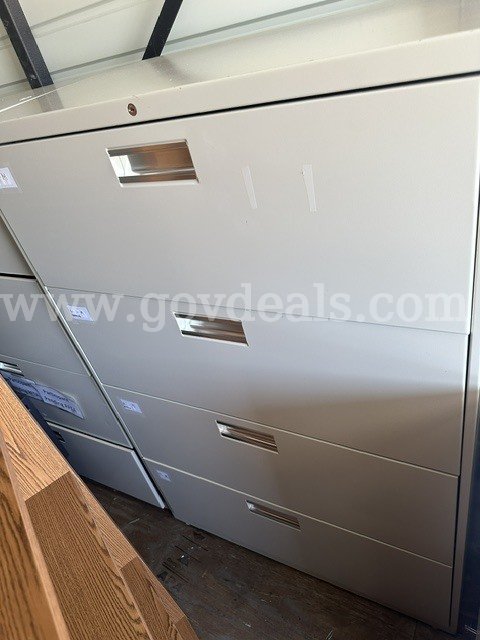4 Drawer Metal File Cabinet - can be used for legal or letter size files Hon  Government Surplus Auction - Primary Photo