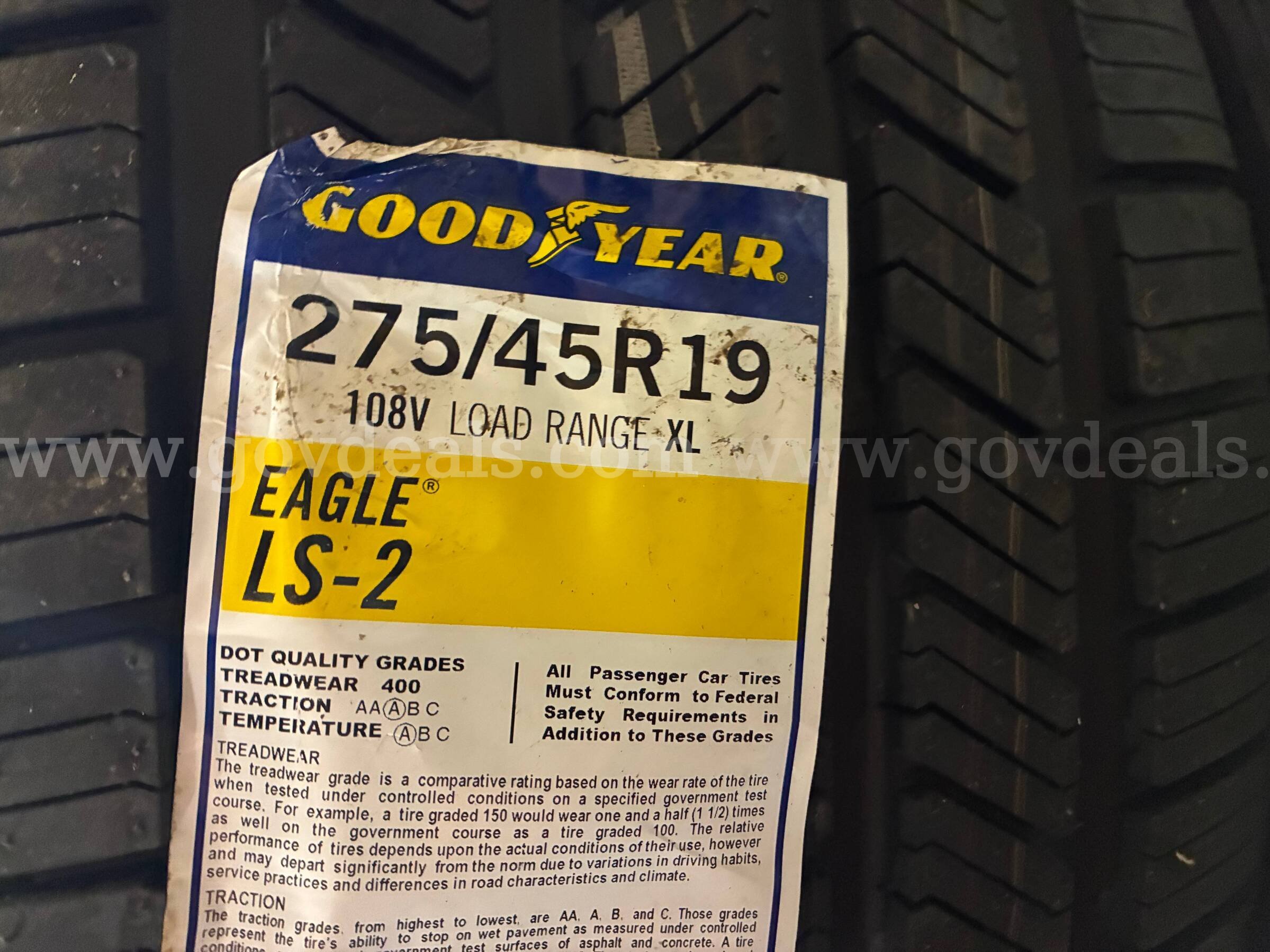 Set of 4 Tires Goodyear Eagle LS-2 All Season 275/45R19 108V XL Goodyear 275 Government Surplus Auction - Photo #2