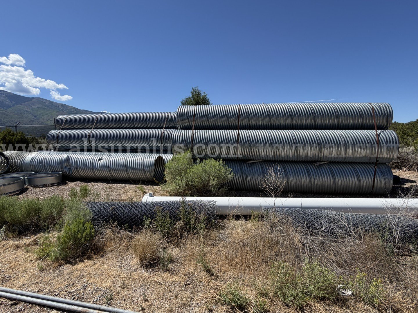 Corrugated Galvanized Drainage Pipe and Ring Clamps, 36in Dia x 20ft Jts Qty 17Jts, Ring Clamps, Qty 9.   Government Surplus Auction - Photo #2