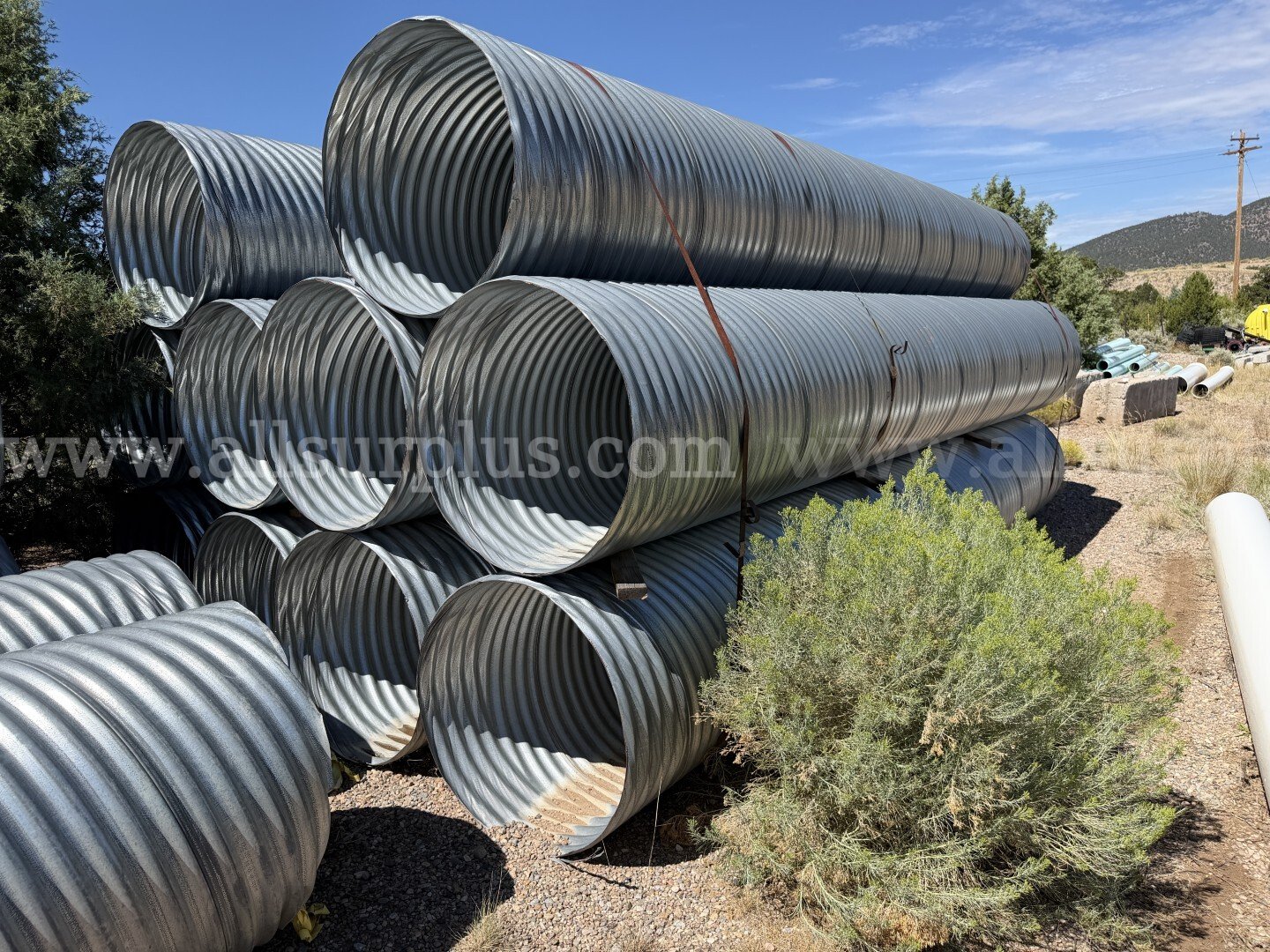 Corrugated Galvanized Drainage Pipe and Ring Clamps, 36in Dia x 20ft Jts Qty 17Jts, Ring Clamps, Qty 9.   Government Surplus Auction - Photo #5