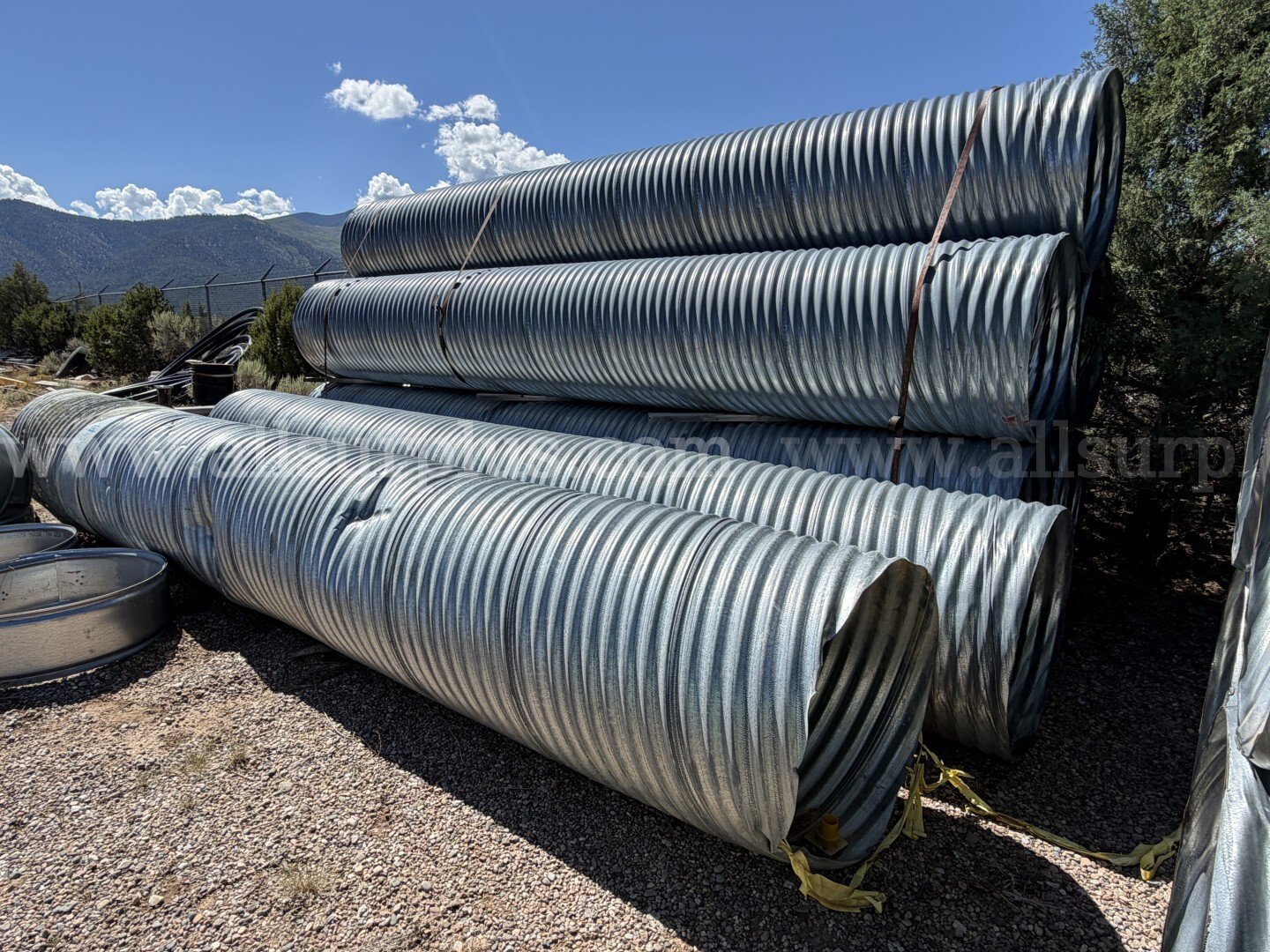 Corrugated Galvanized Drainage Pipe and Ring Clamps, 36in Dia x 20ft Jts Qty 17Jts, Ring Clamps, Qty 9.   Government Surplus Auction - Photo #6