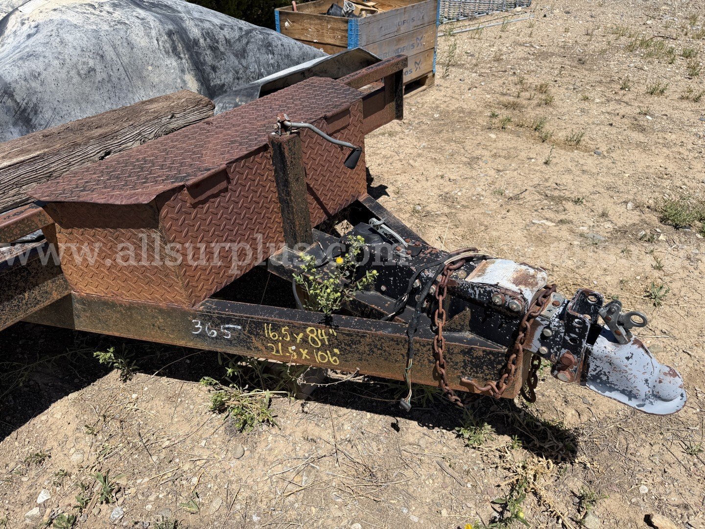 Tandem Axle Trailer, 16ft, Dovetail, With Contents, Qty 1, Tractor Trailer Wheels and Tires, Qty4, 1 LOT   Government Surplus Auction - Photo #4
