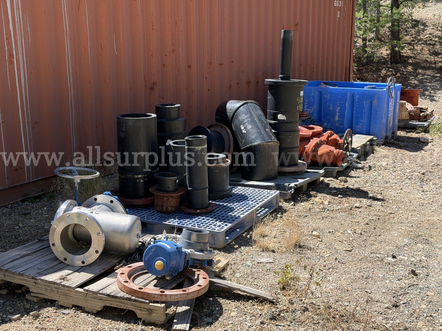 Valves, HDPE, Flow Tube, Fittings, Safety Storage Cabinet, Parking Stops, Magnetic Flow Meter, Qty ~50 pcs   Government Surplus Auction - Primary Photo