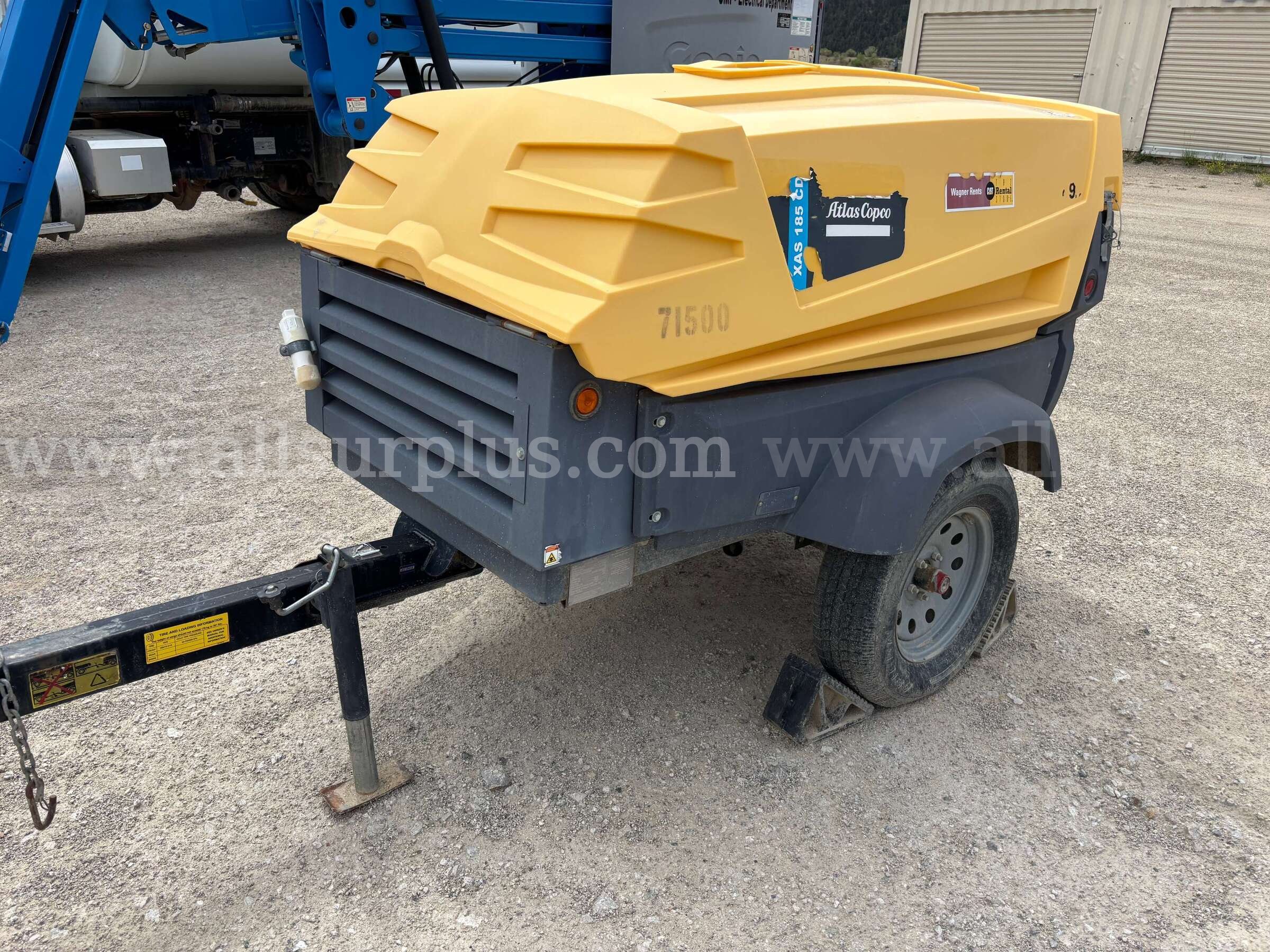 Atlas Copco XAS 185 CD7 185 CFM Towable Diesel Air Compressor, CAT 49 HP Atlas Copco 185 Government Surplus Auction - Photo #3