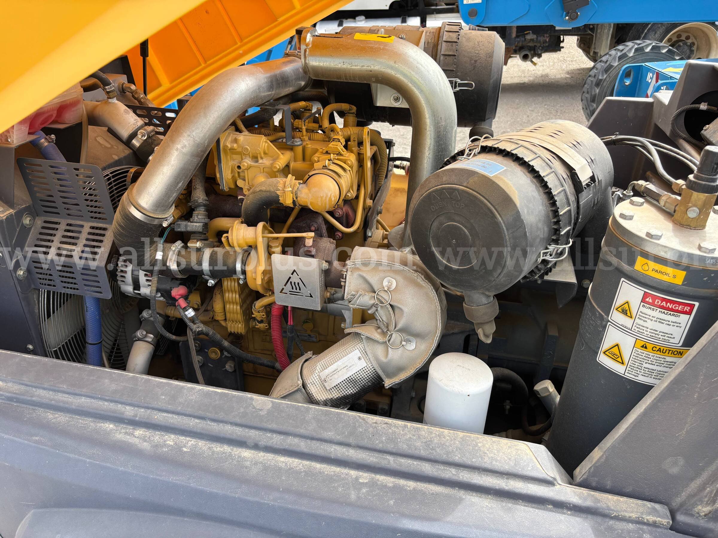 Atlas Copco XAS 185 CD7 185 CFM Towable Diesel Air Compressor, CAT 49 HP Atlas Copco 185 Government Surplus Auction - Photo #6