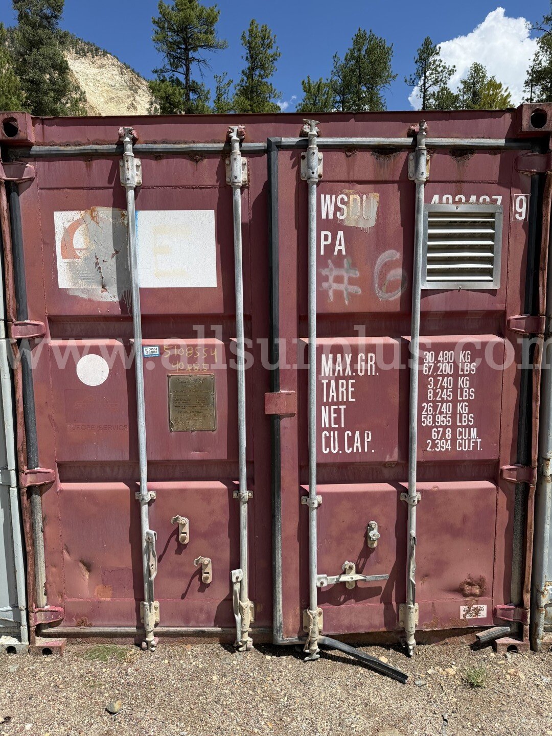 Shipping Container 40ft x 8.5ft x 8ft, With Contents, Qty 1.