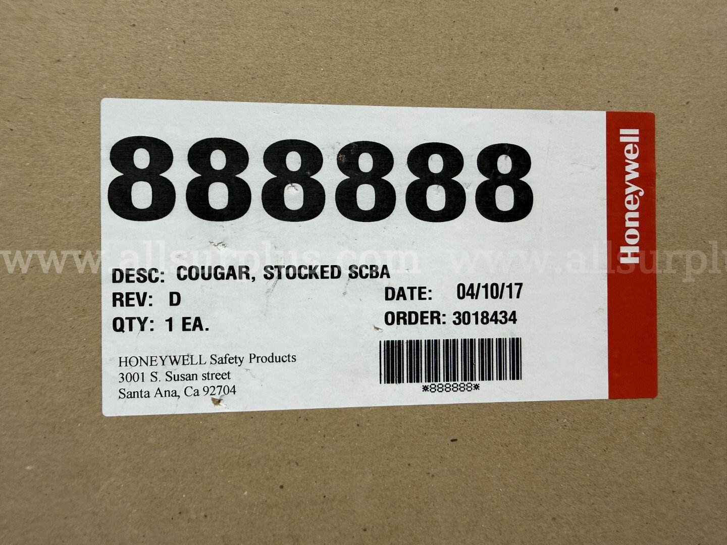 SCBA, Honeywell Survivair Cougar, Unused, Qty 4 Units Honeywell  Government Surplus Auction - Photo #6