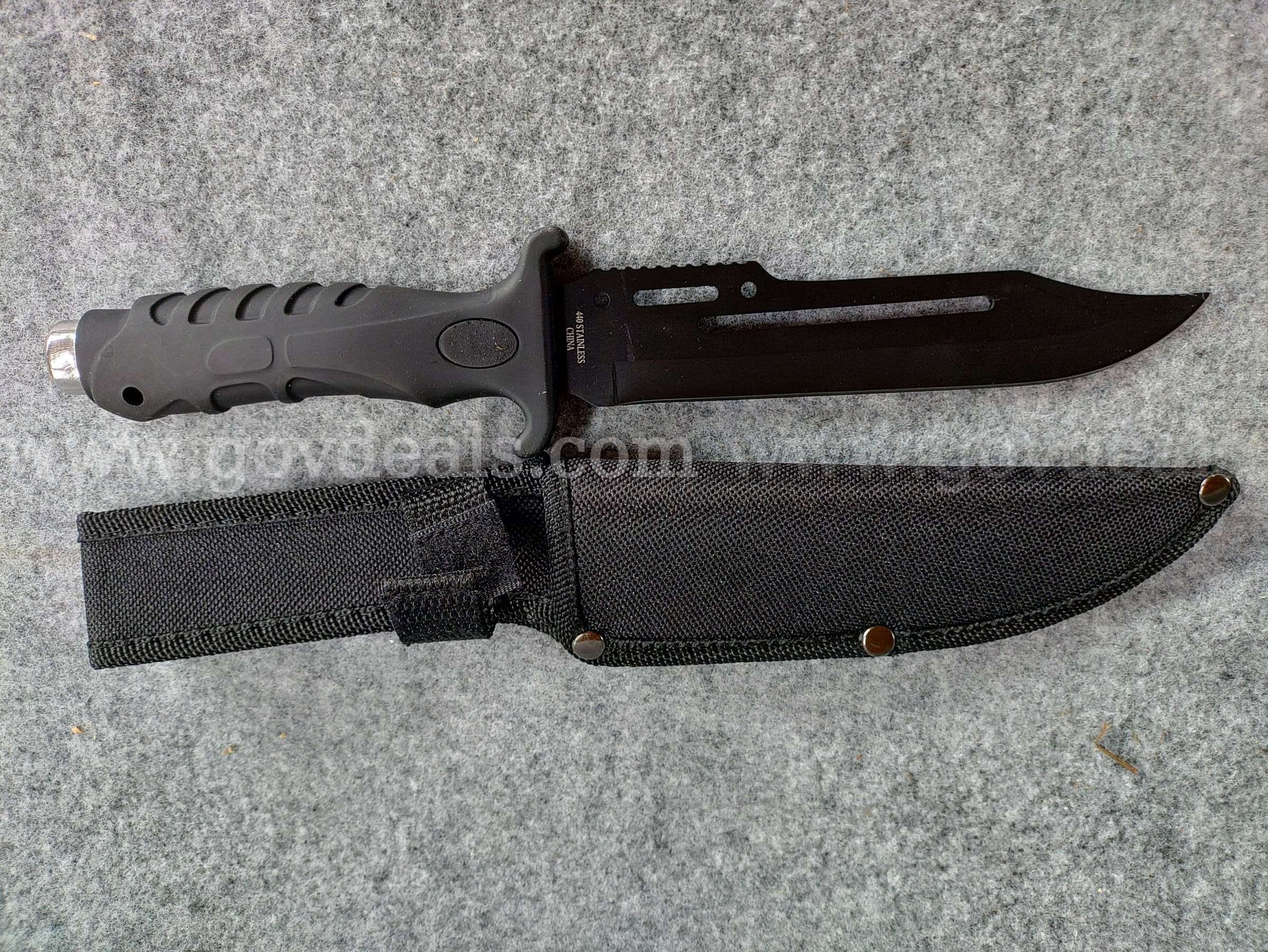 Straight Blade Tactical Knife w/Sheath WARTECH  Government Surplus Auction - Primary Photo