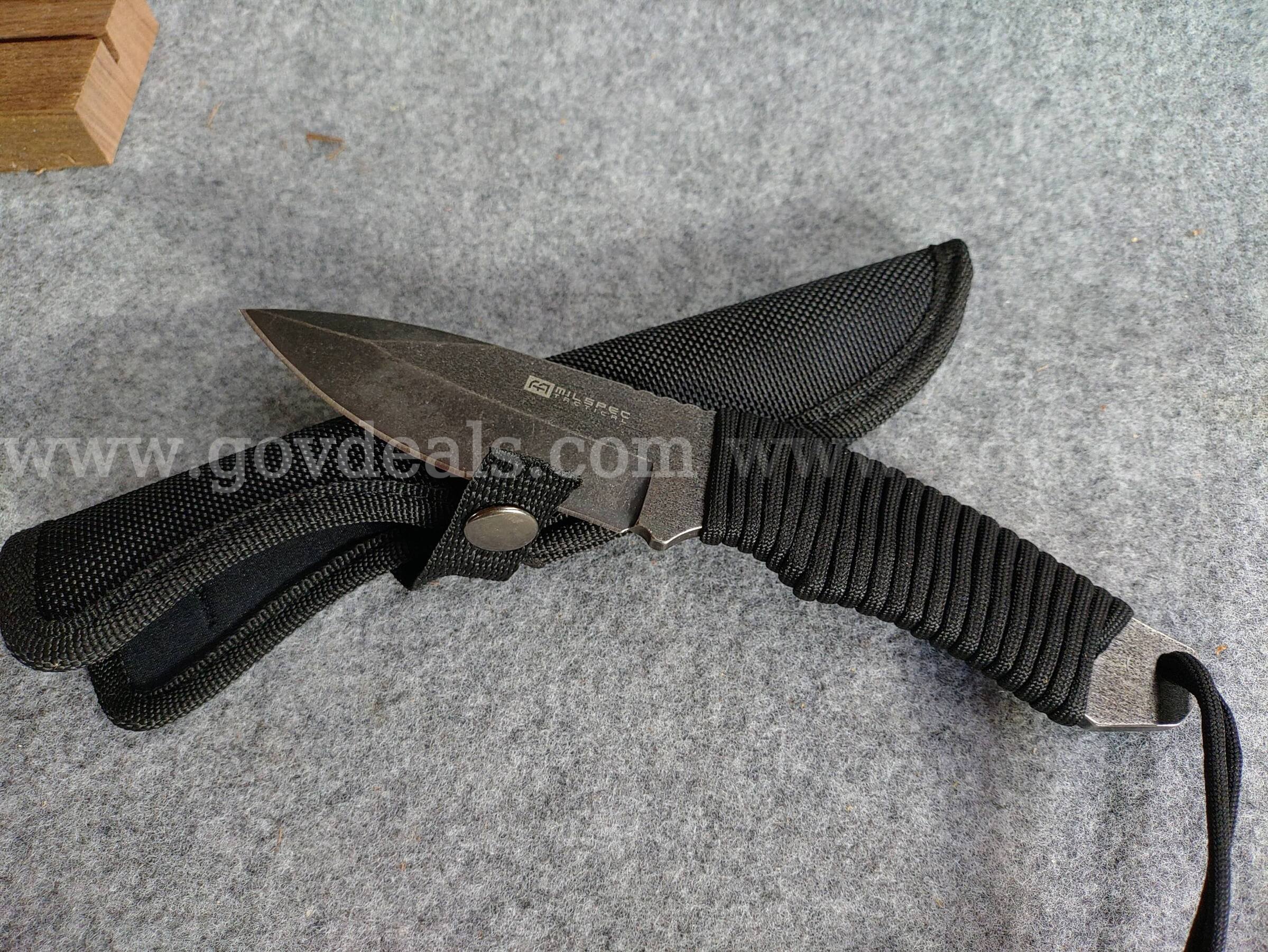 Straight Blade Tactical Knife w/Sheath MILSPEC TACTICAL  Government Surplus Auction - Photo #2