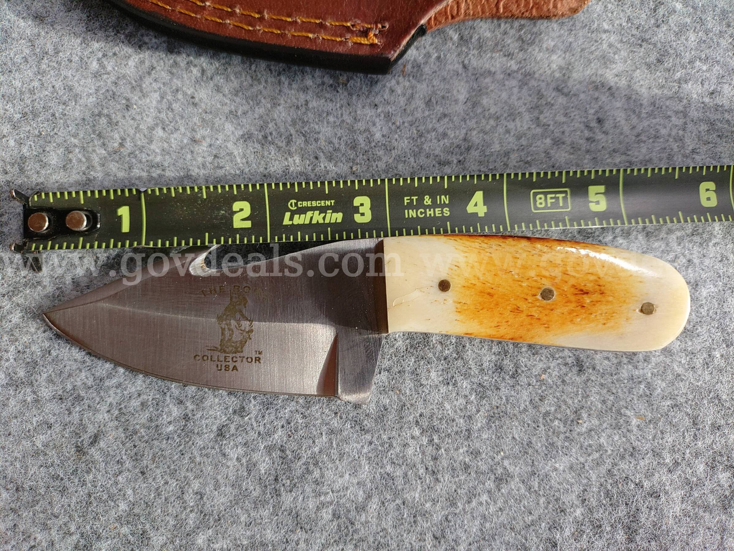 Bone Handle Skinner w/Gut Hook and Sheath The Bone Collector USA  Government Surplus Auction - Photo #4