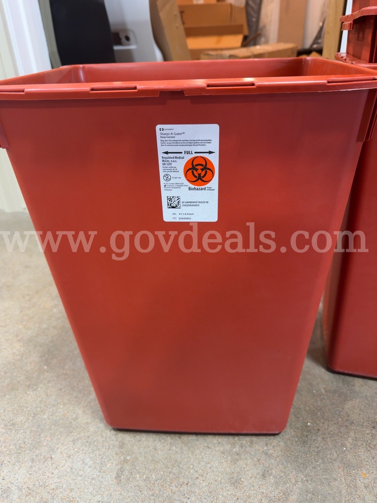 Gallon Biohazard Sharps Containers Covidien Sharps-A-Gator medical sharps/biohazard containers Government Surplus Auction - Photo #3