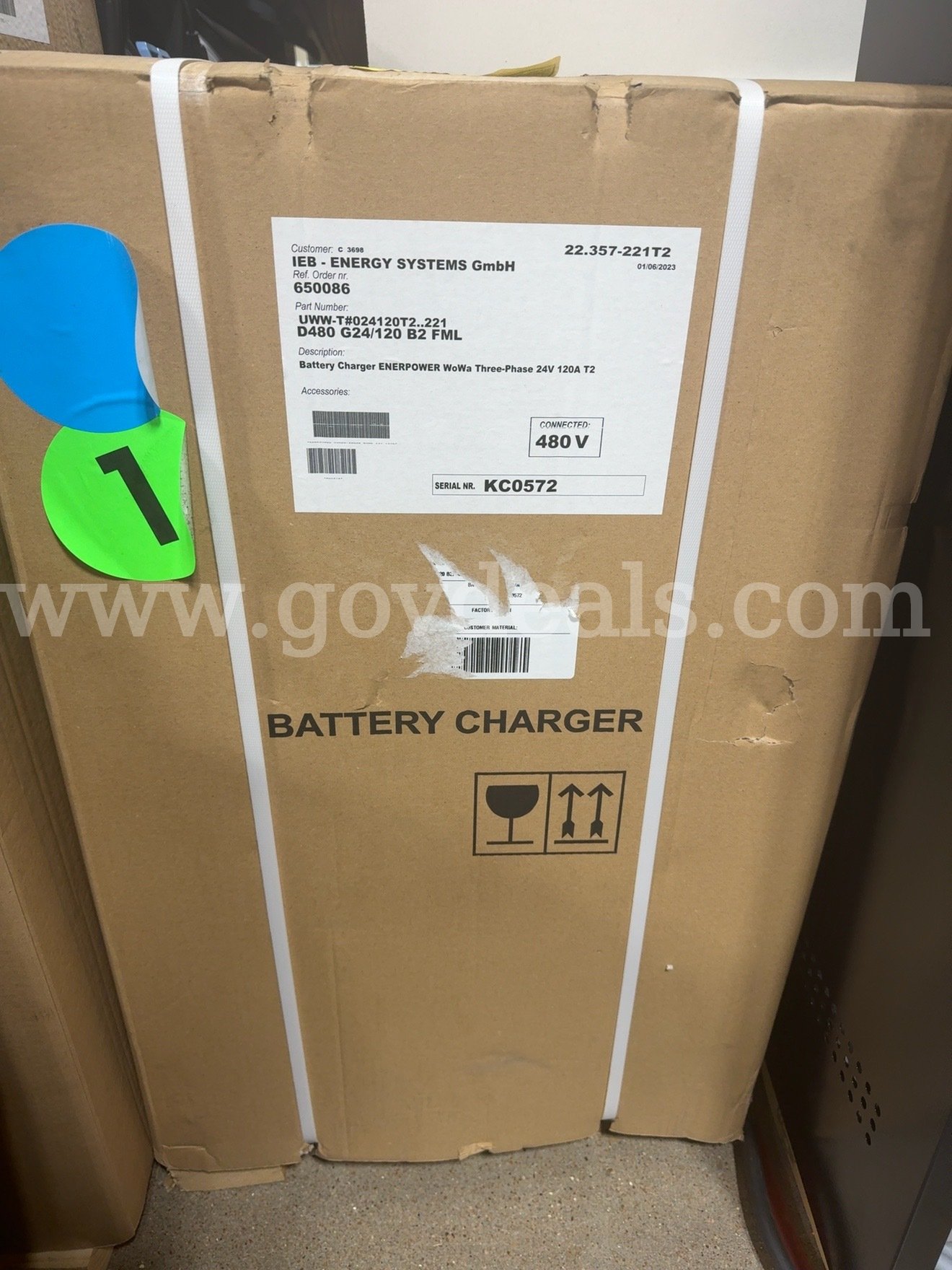 NEW TriCOM ENERPOWER WoWa 24V 120A Industrial Forklift Battery Charger 480V 3-Phase  Charger Government Surplus Auction - Photo #3