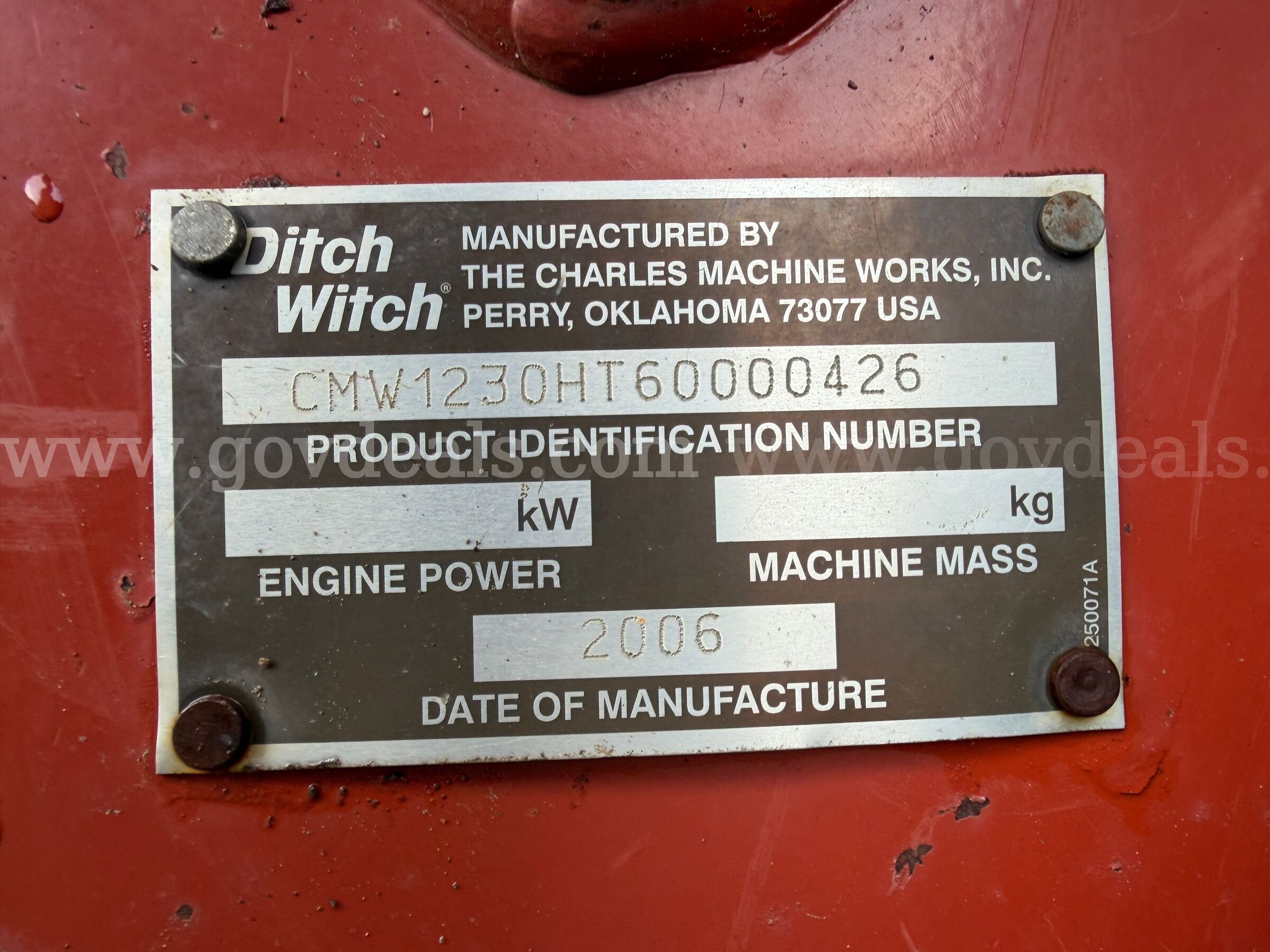 2006 Ditch Witch 1230 Walk-Behind Trencher Ditchwitch 1230 Government Surplus Auction - Photo #2