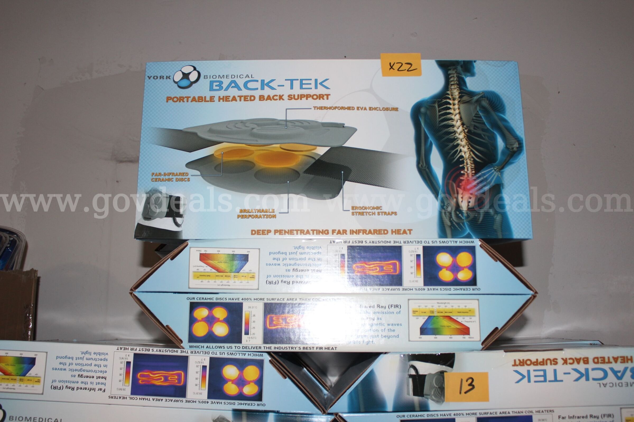 York Biomedical Back-Tek Portable Heated Back Support Massager Model 100 Size R  100 Government Surplus Auction - Primary Photo