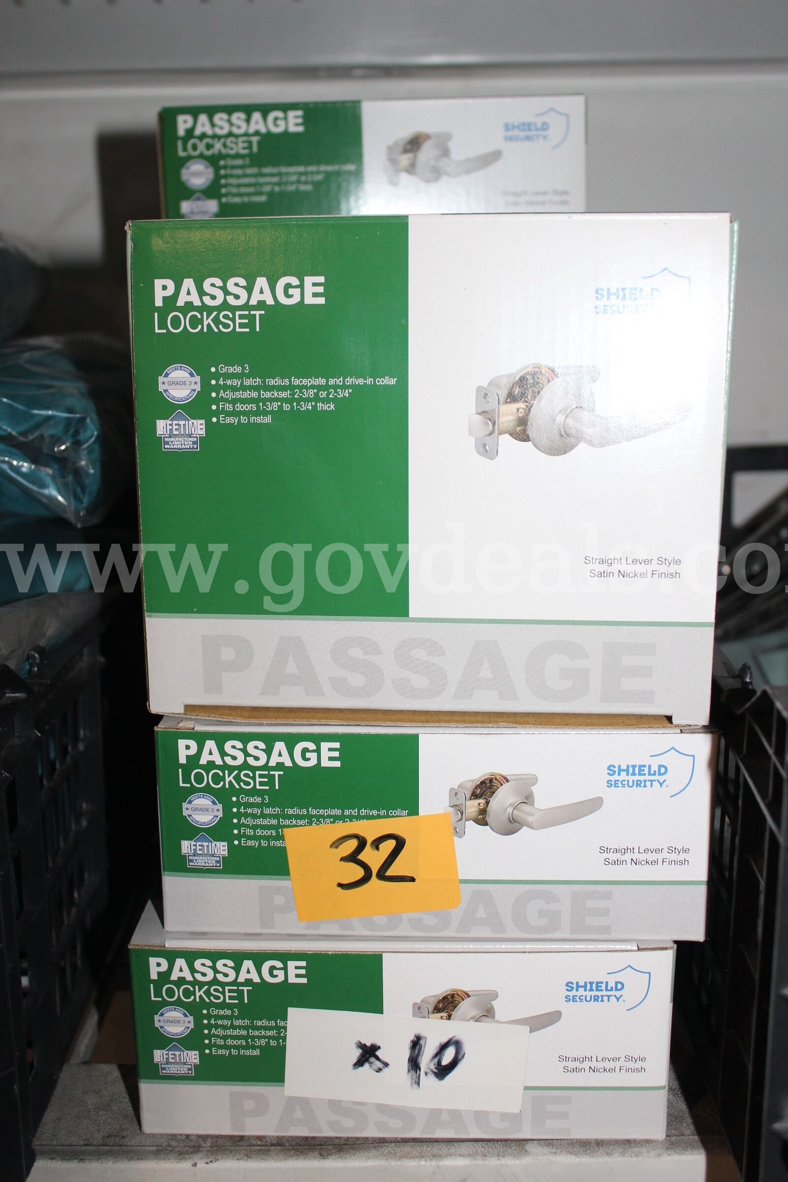 Brand new Shield Security Passage Lockset Grade 3 Straight Lever Satin Nickel