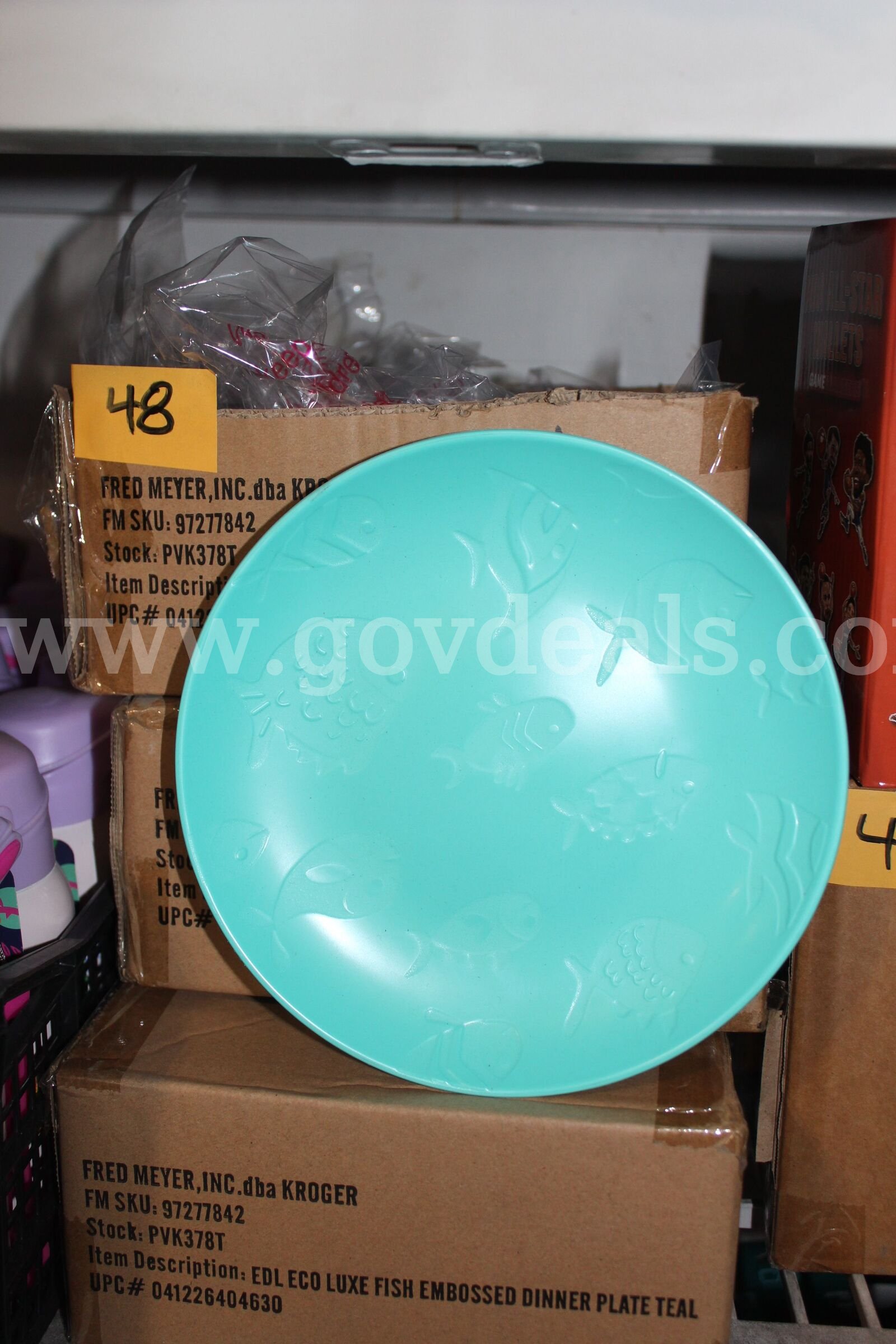 Brand New Everyday Living Eco Luxe Fish Embossed Dinner Plates, Teal Color