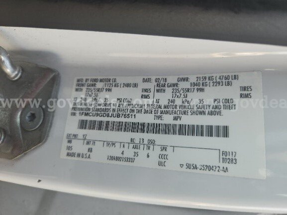 2018 Ford Escape Ford Escape Government Surplus Auction - Photo #5