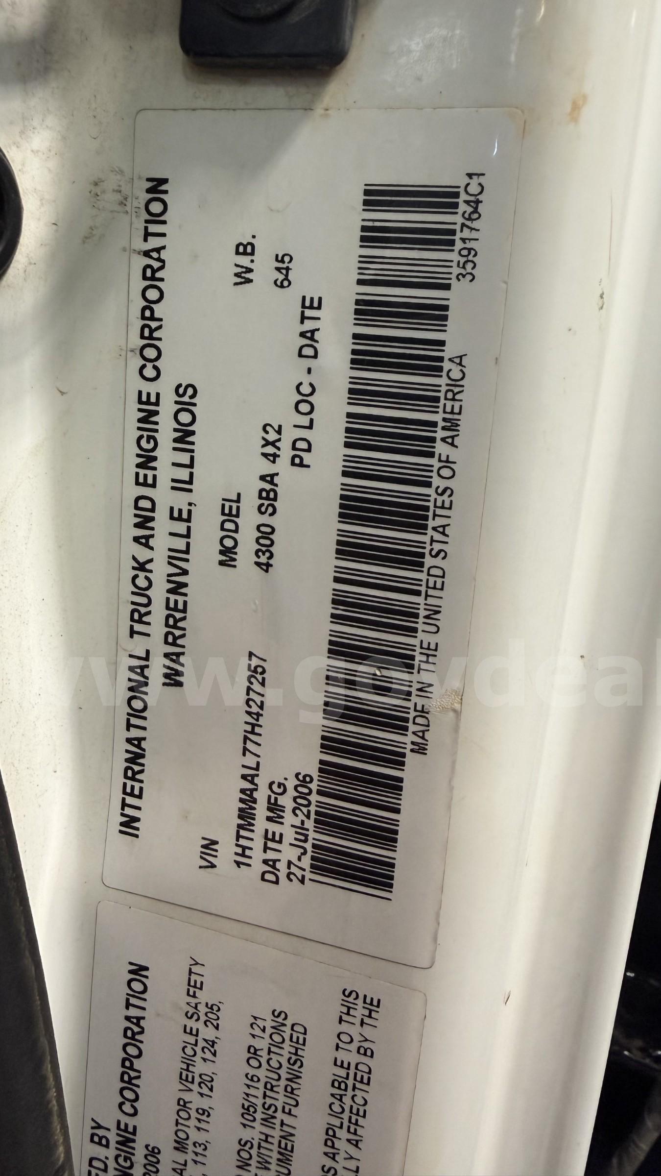 2007 International 4300 International 4300 Government Surplus Auction - Photo #6