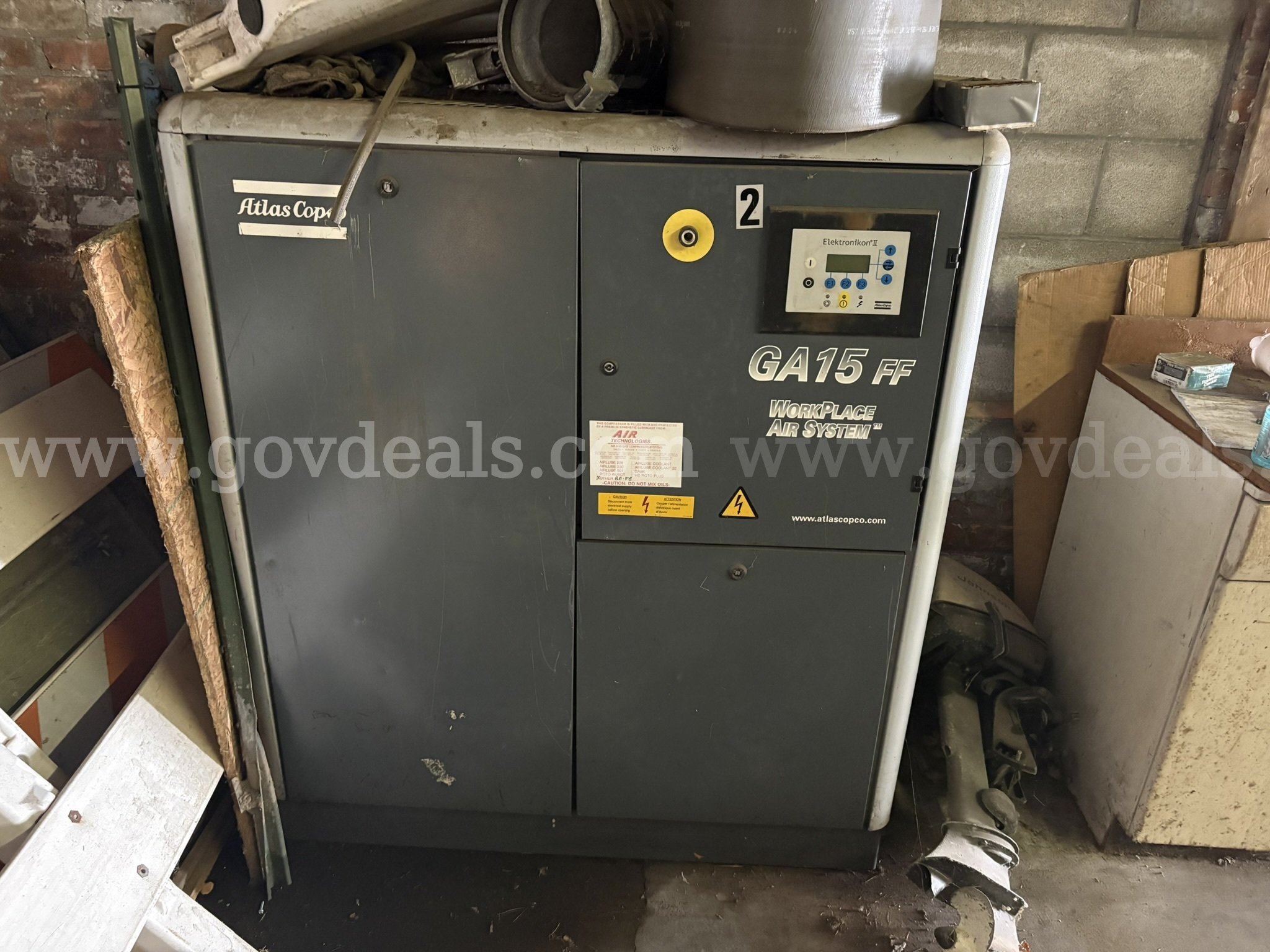 ATLAS COPCO AIR POWER COMPRESSORS ATLAS COPCO GA 15FF Government Surplus Auction - Photo #3