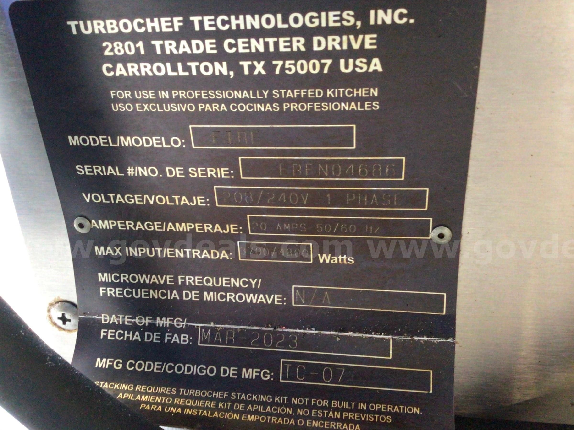 Turbochef Fire Countertop Pizza Oven TurboChef FIRE Government Surplus Auction - Photo #3