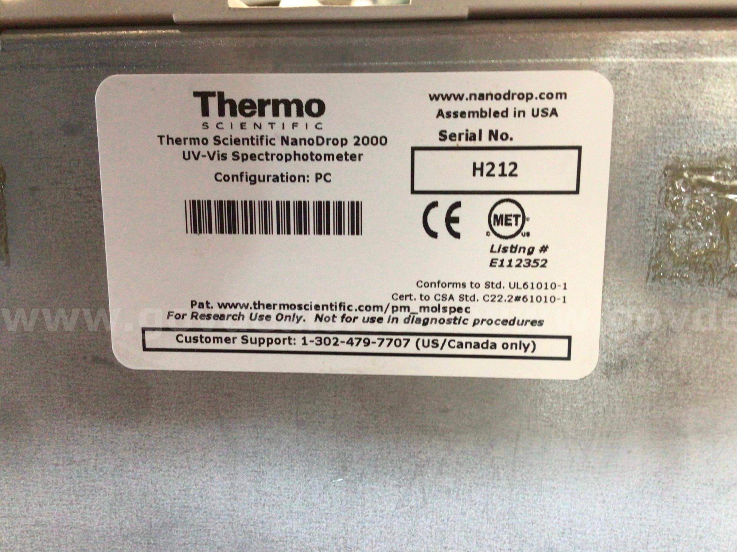 Nanodrop 2000 UV-Vis Spectrophotometer Thermo Scientific Nanodrop 2000 Government Surplus Auction - Photo #2