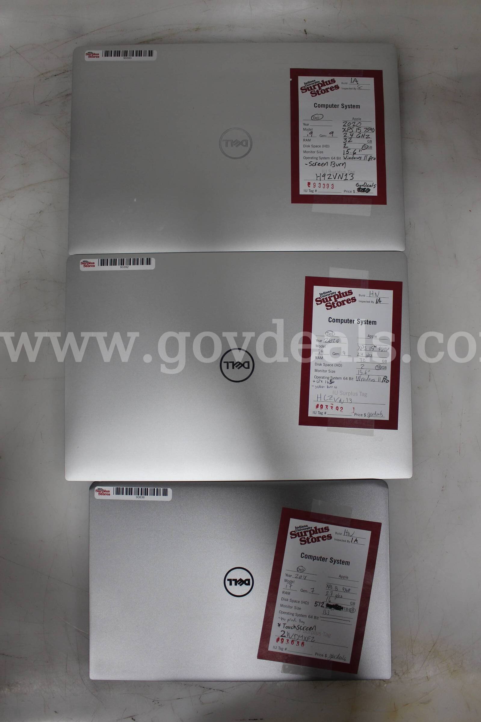Lot of (3) Dell XPS Laptops