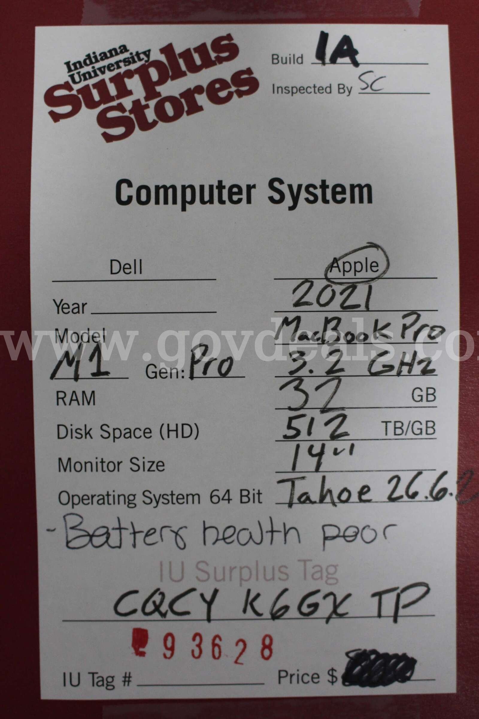 2021 Apple MacBook Pro M1 Pro Apple MacBook Pro Government Surplus Auction - Photo #5