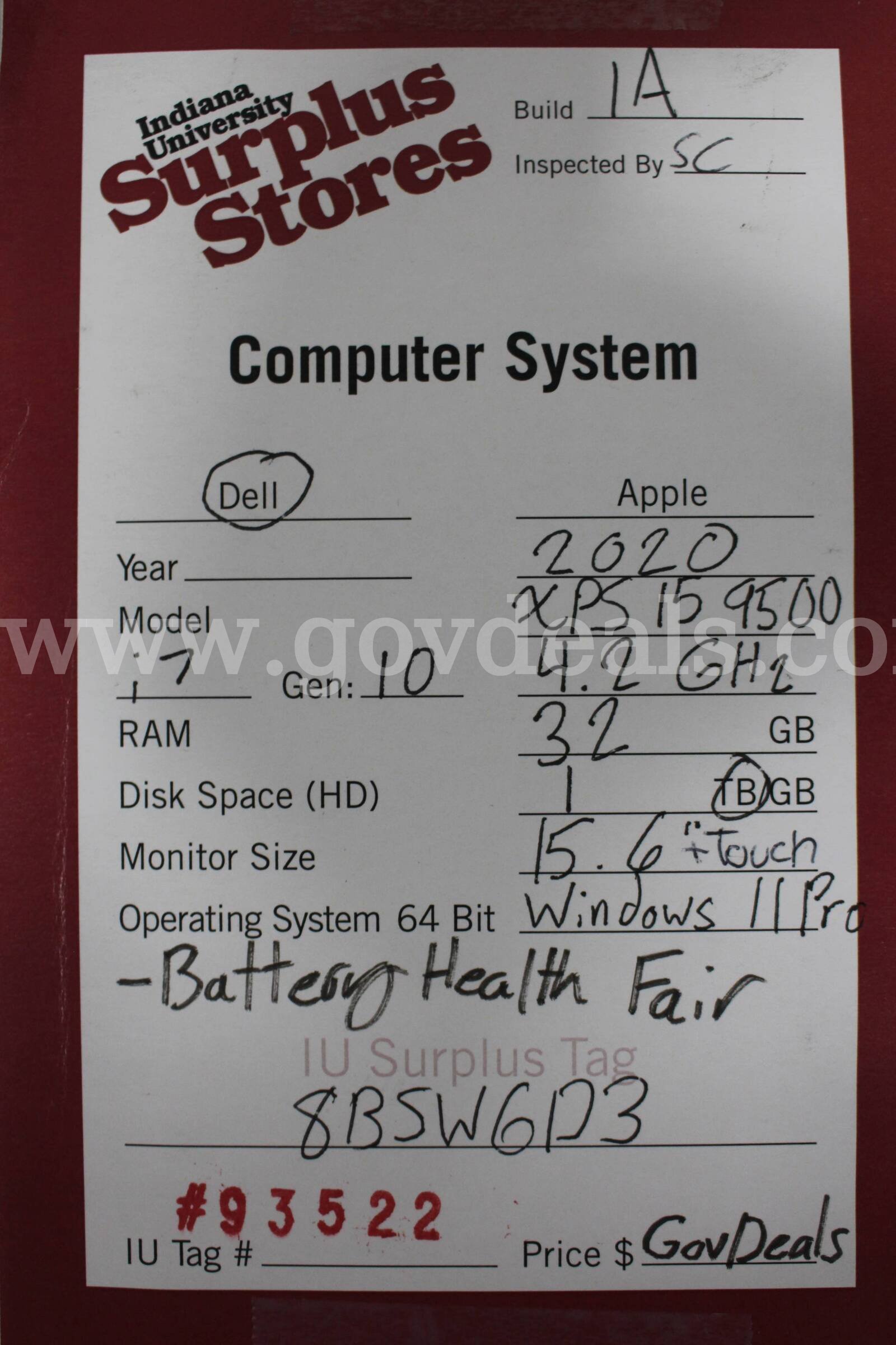 Lot of (3) 2020 Dell XPS Laptops Dell XPS Government Surplus Auction - Photo #6
