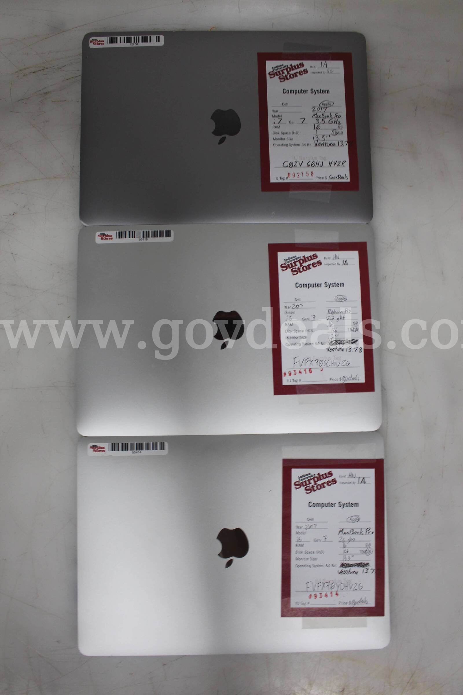 (3) 2017 Apple MacBook Pro Laptops