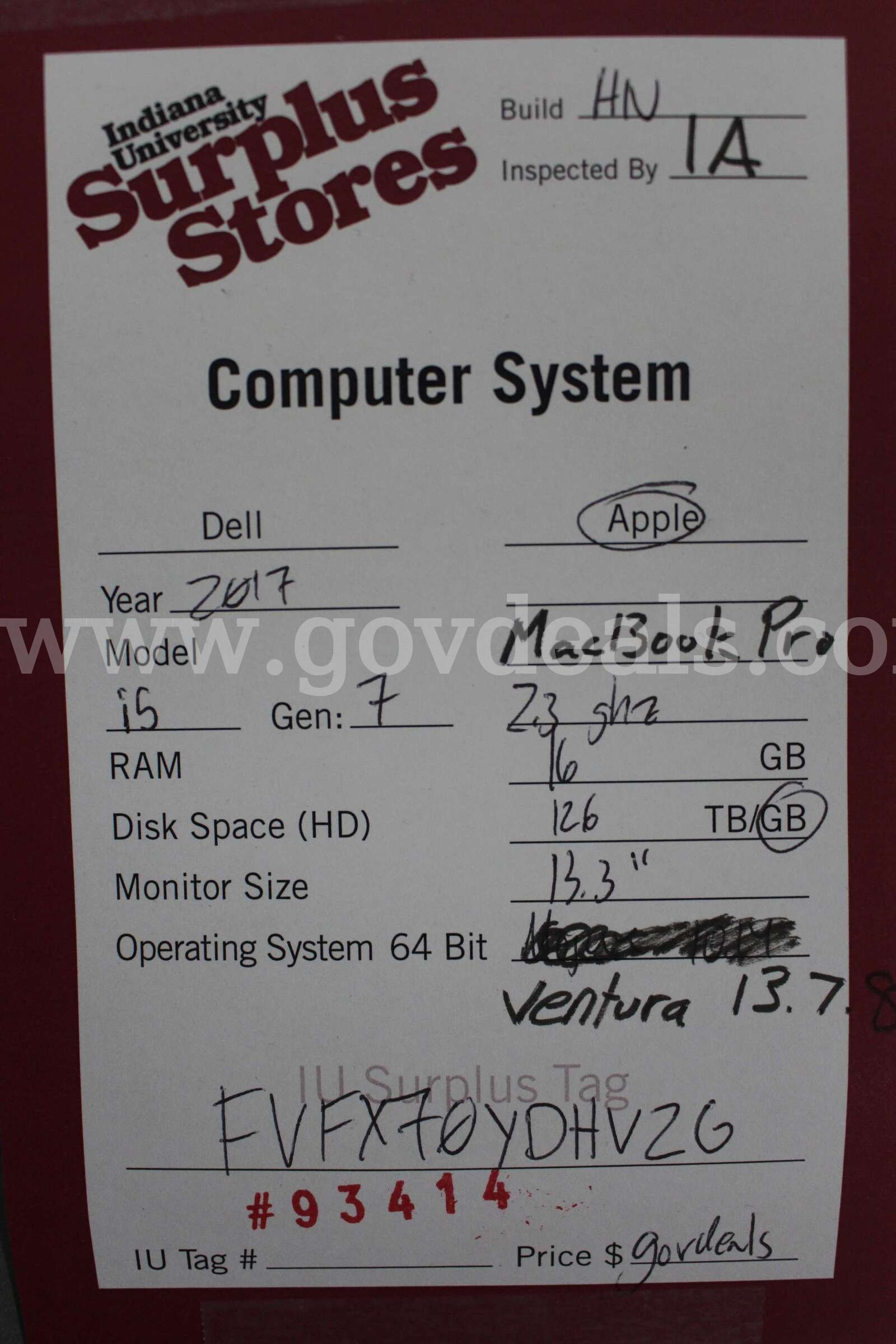(3) 2017 Apple MacBook Pro Laptops Apple MacBook Pro Government Surplus Auction - Photo #6