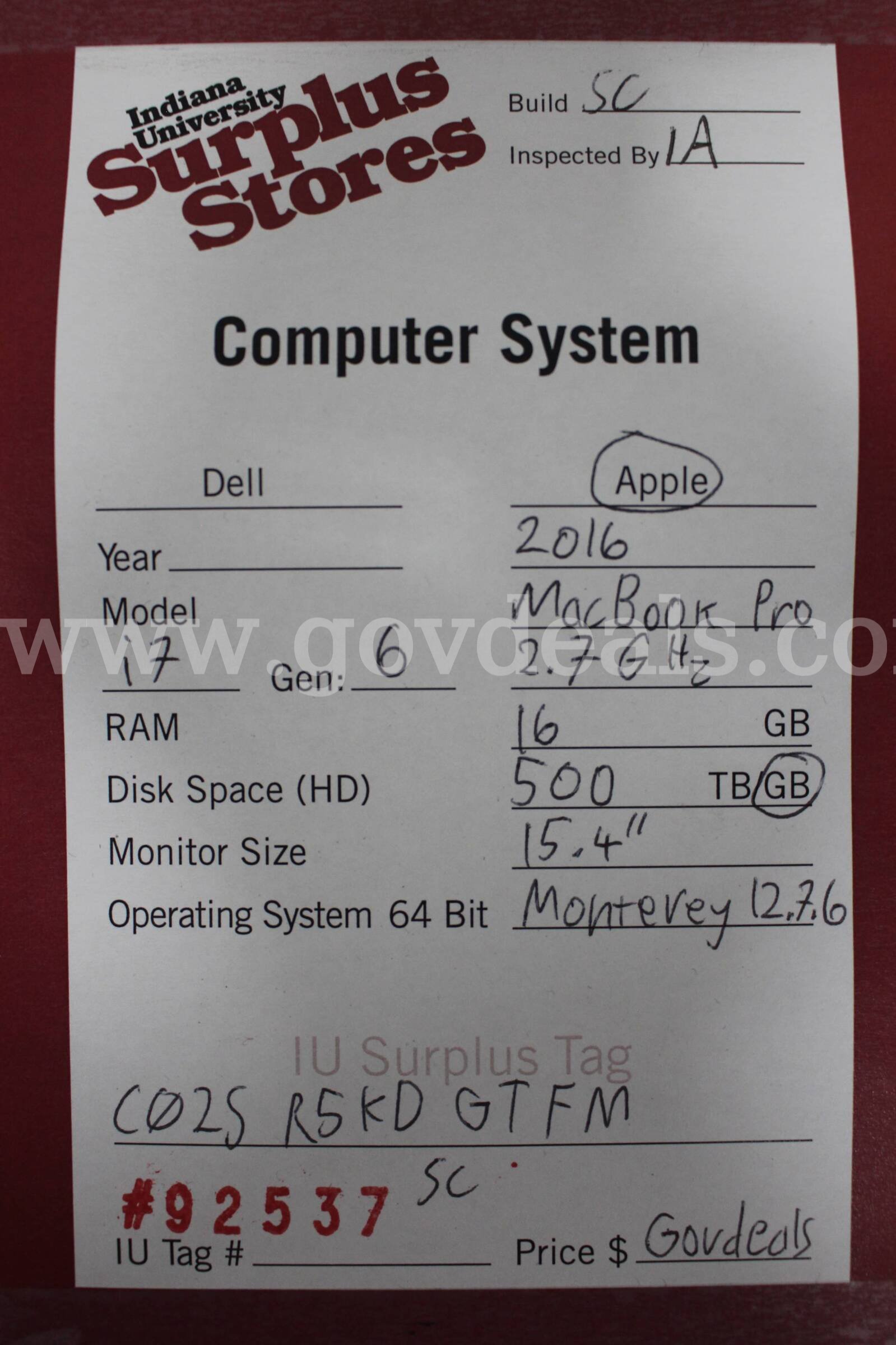 Lot of (2) Apple MacBook Pro Laptops Apple MacBook Pro Government Surplus Auction - Photo #6