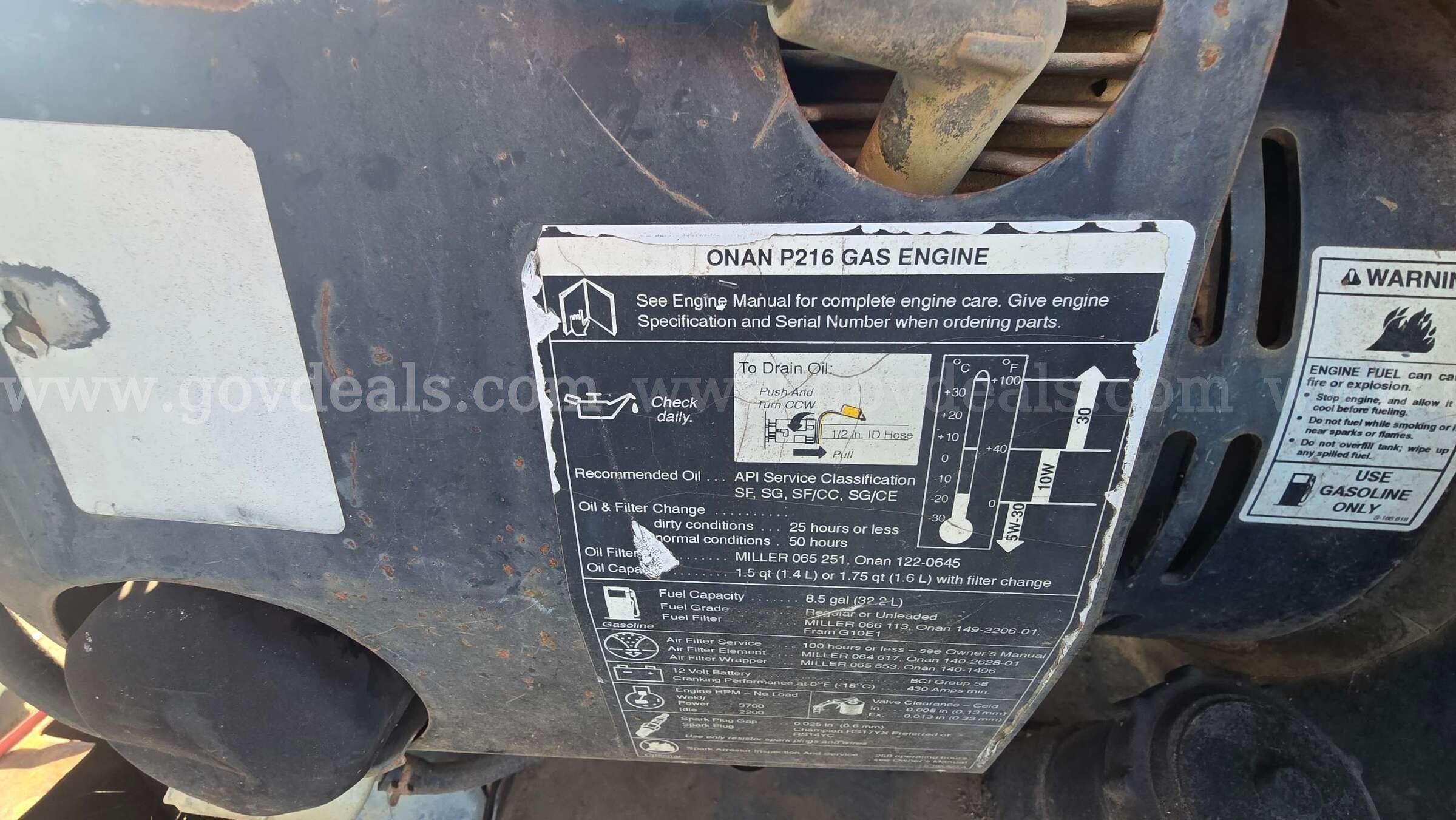 Miller 8000 Watt Generator Miller 8000 Government Surplus Auction - Photo #4