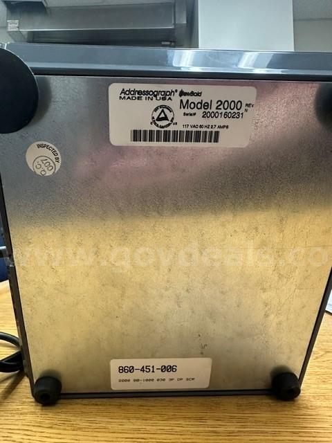 Lot of (1) Addressograph 2000 Electric Card Imprinter. Addressograph 2000 Government Surplus Auction - Photo #5
