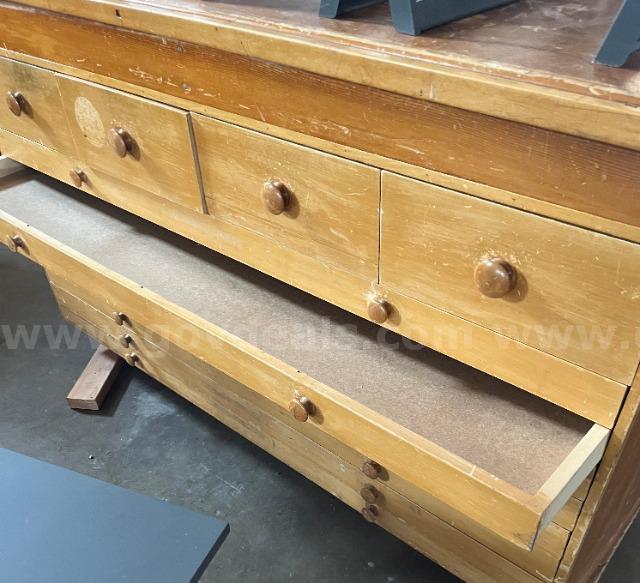 lot of (1) Large Wooden Table with Drawers   Government Surplus Auction - Photo #4