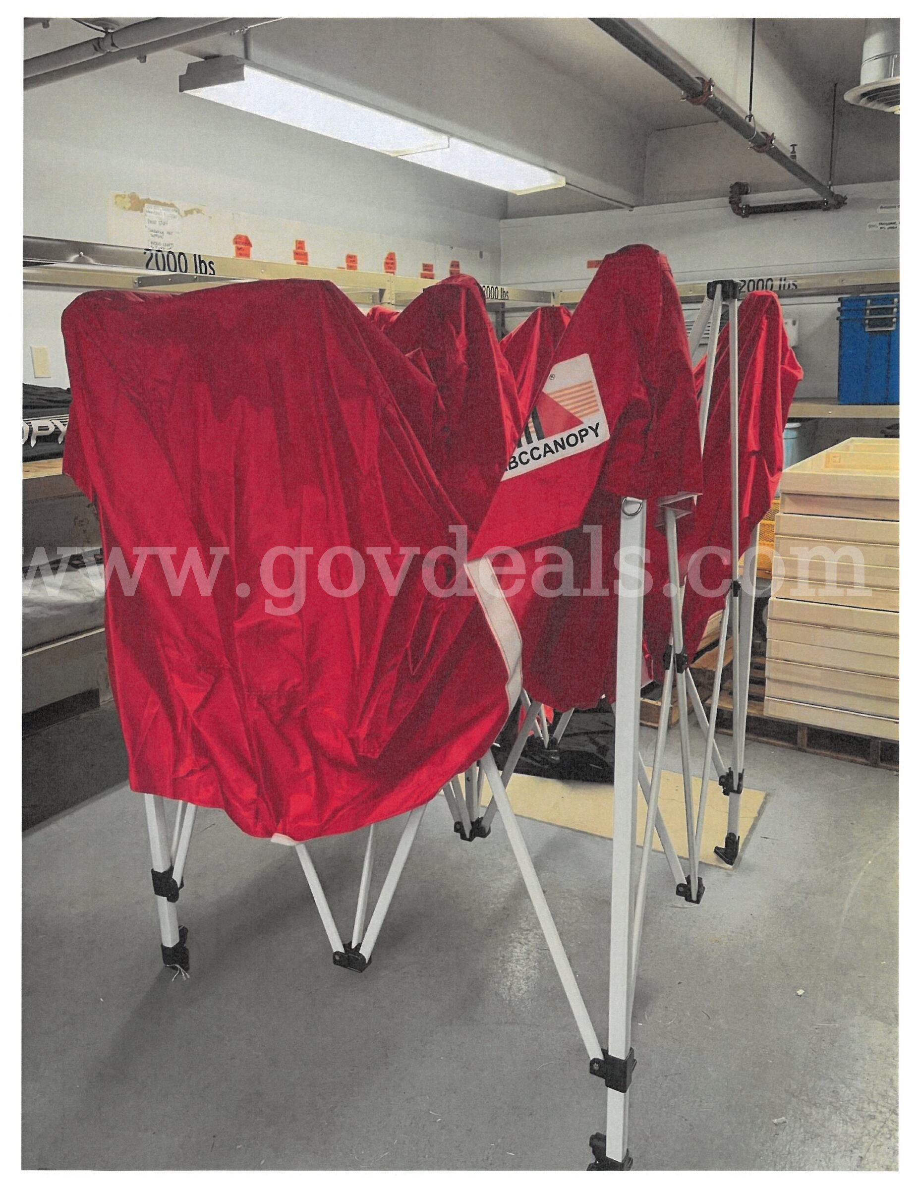 Red Tent ABCCANOPY Red Pop-Up Canopy Tent w/ Roller Bag – Heavy Duty Frame Brand: ABCCANOPY  Government Surplus Auction - Photo #2
