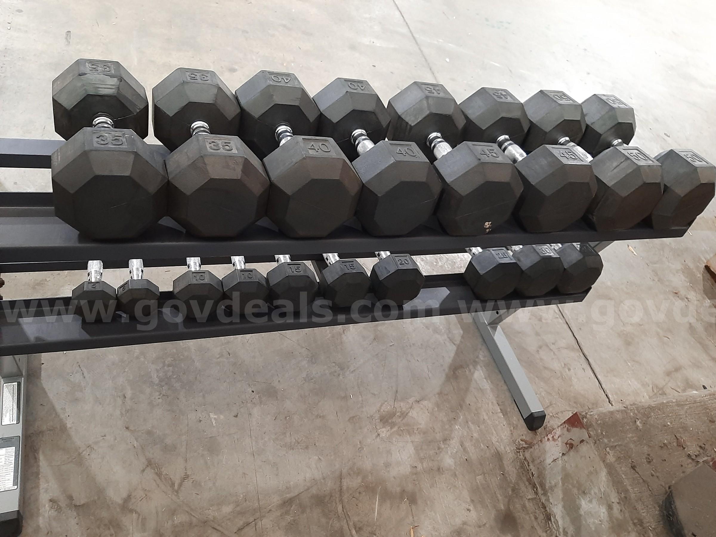 DUMBELL SET,RACK, AND BENCH/SEAT   Government Surplus Auction - Photo #2