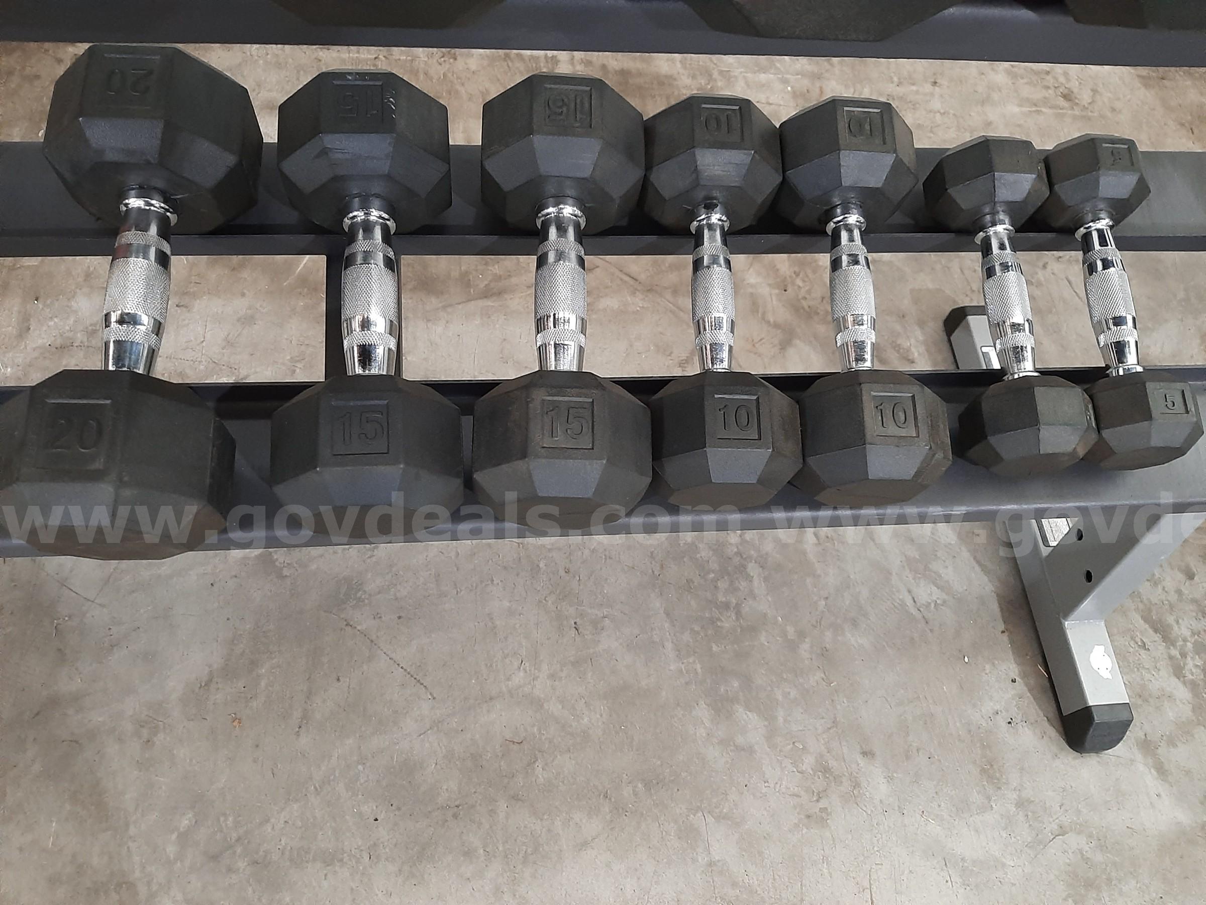 DUMBELL SET,RACK, AND BENCH/SEAT   Government Surplus Auction - Photo #3